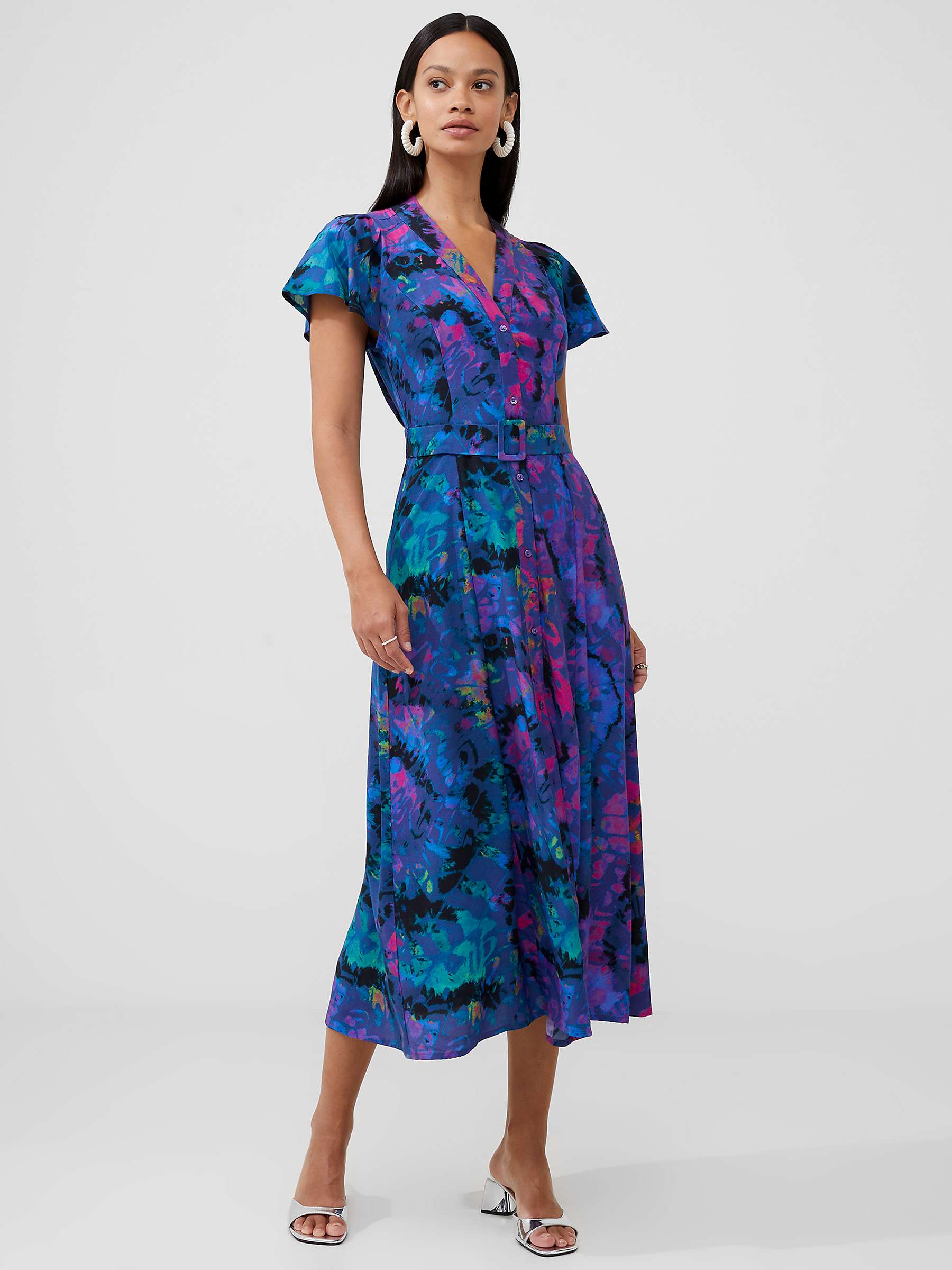 Buy French Connection Gabriella Abstract Print Midi Dress, Jaded Teal Online at johnlewis.com
