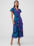 French Connection Gabriella Abstract Print Midi Dress, Jaded Teal, Jaded Teal