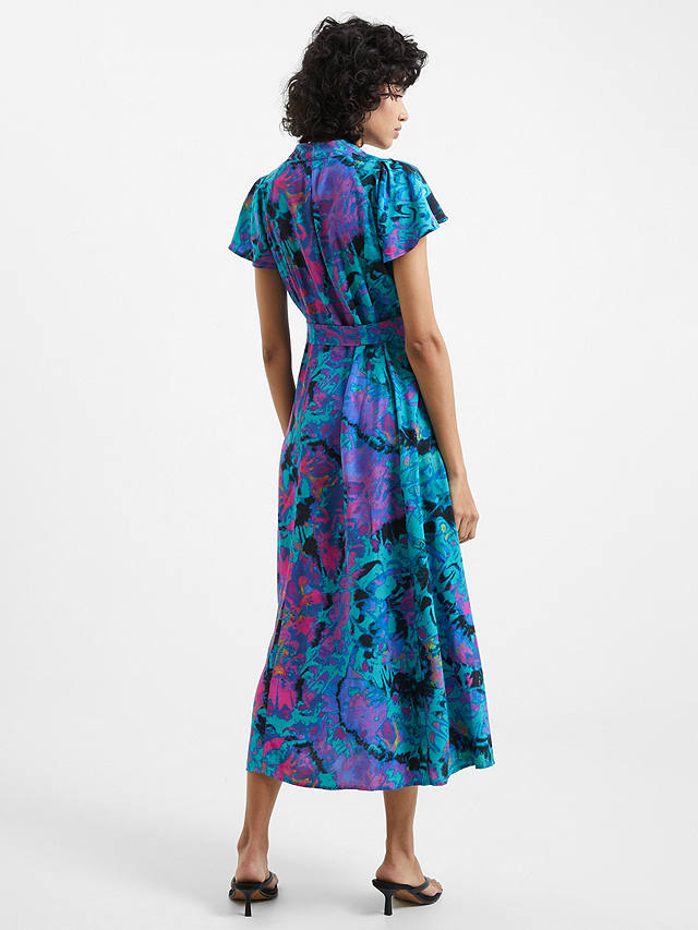 French Connection Gabriella Abstract Print Midi Dress, Jaded Teal