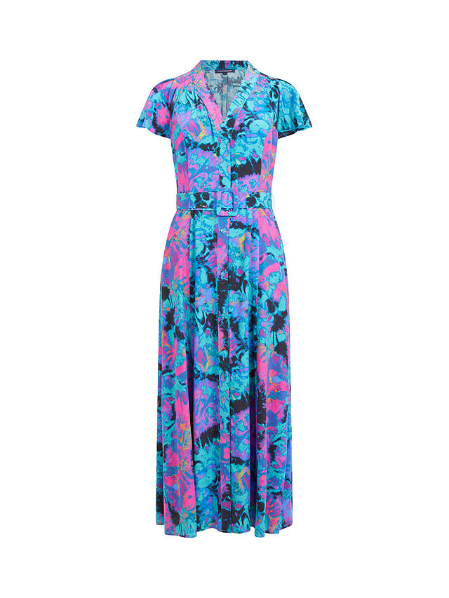 French Connection Gabriella Abstract Print Midi Dress, Jaded Teal