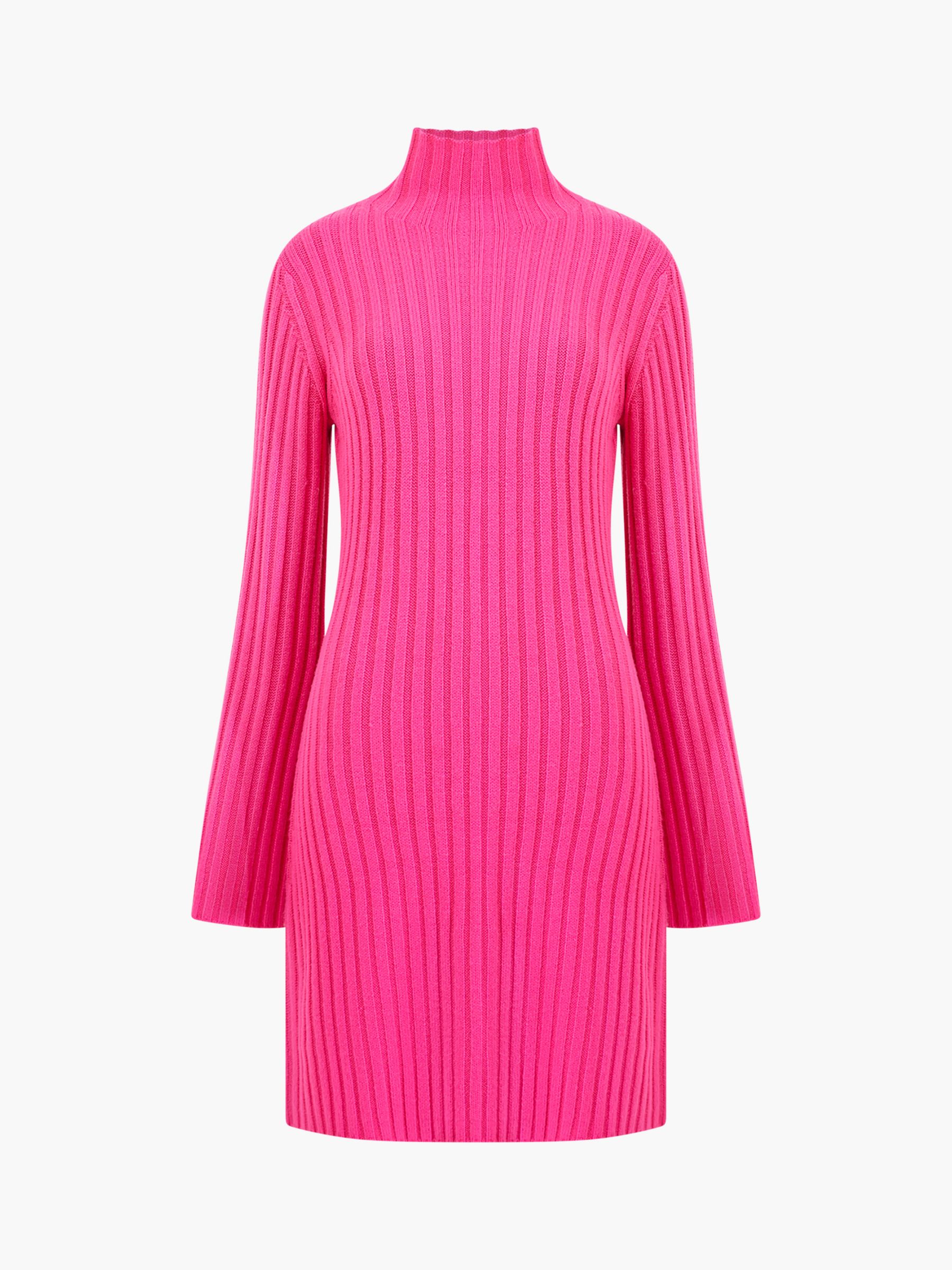 French Connection Babysoft Mock Neck Mini Dress, Fuchsia at John