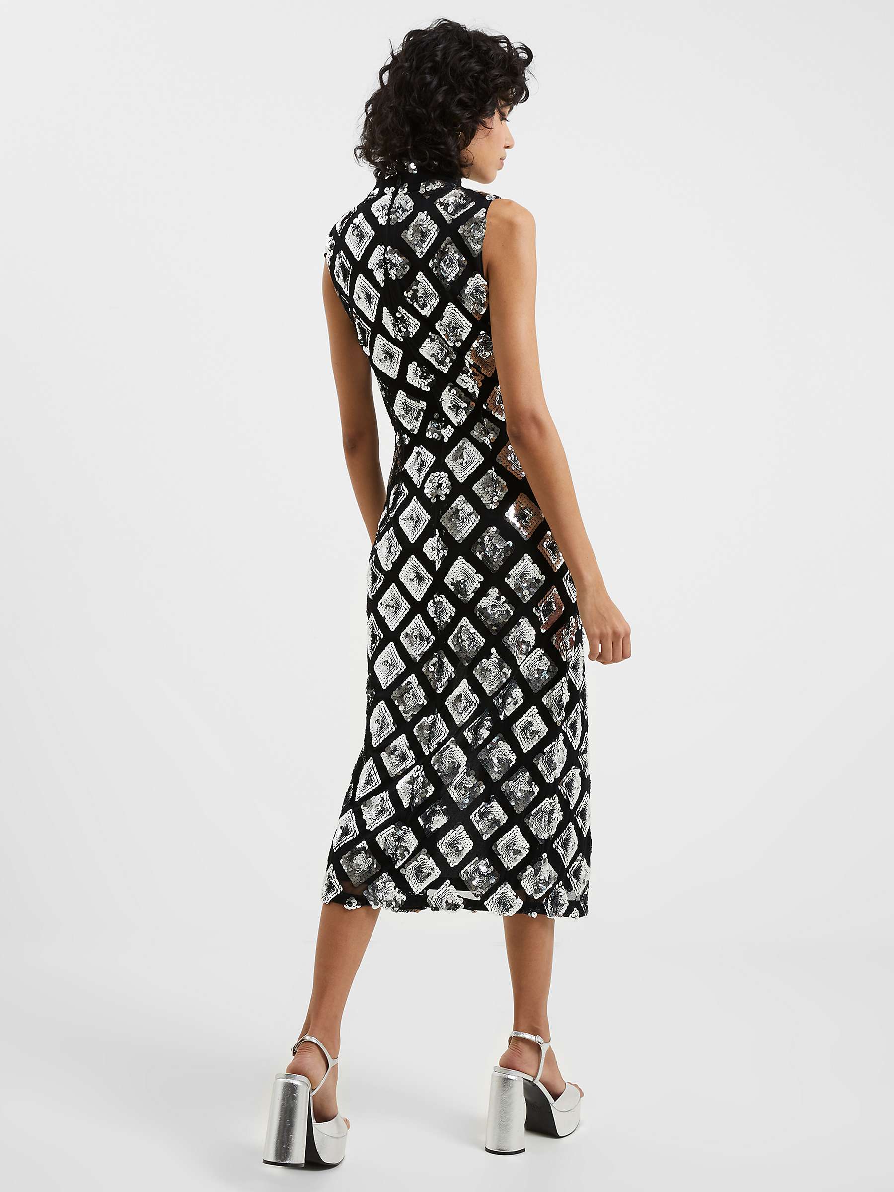 Buy French Connection Axel Embellished Dress, Black/Silver Online at johnlewis.com