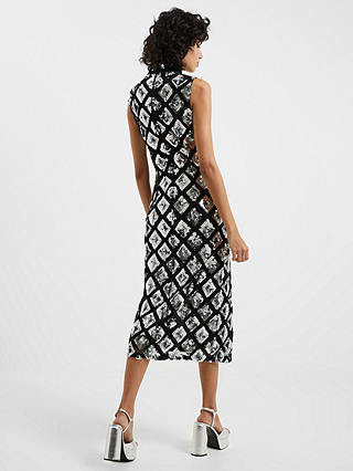 French Connection Axel Embellished Dress, Black/Silver