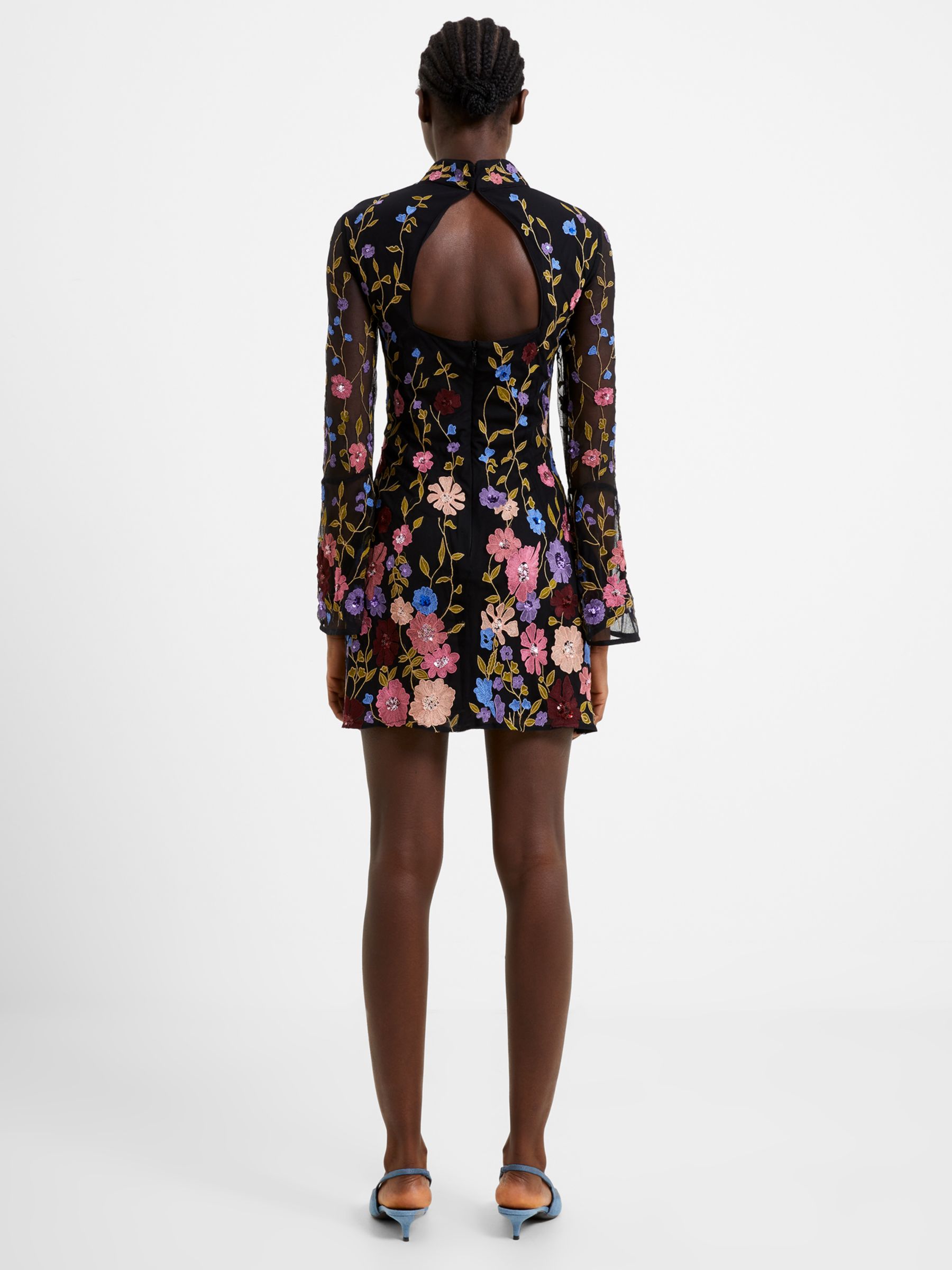 Buy French Connection Astrida Floral Mini Dress, Black/Multi Online at johnlewis.com