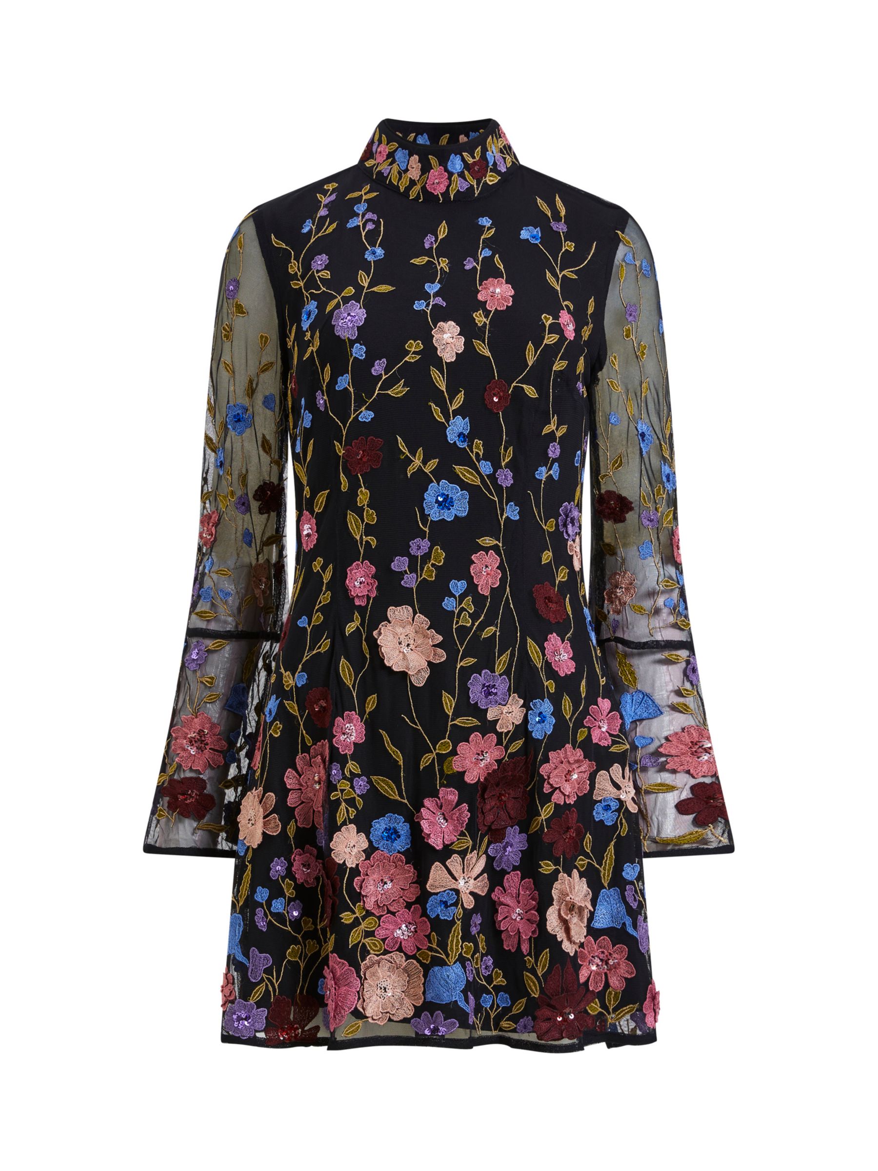 French Connection Astrida Floral Mini Dress, Black/Multi at John Lewis ...