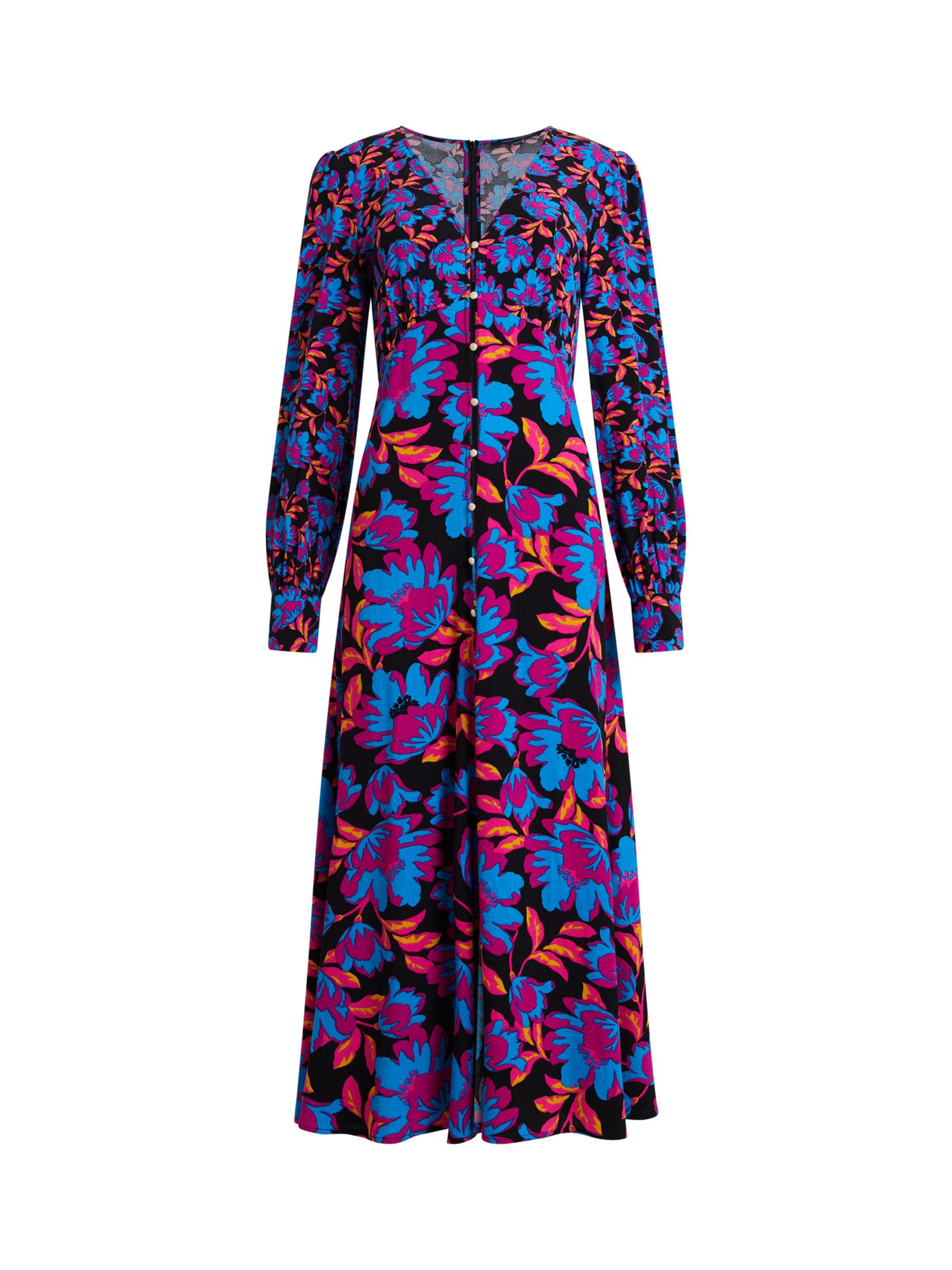 Buy French Connection Darla Floral Print Midi Dress, Black/Multi Online at johnlewis.com