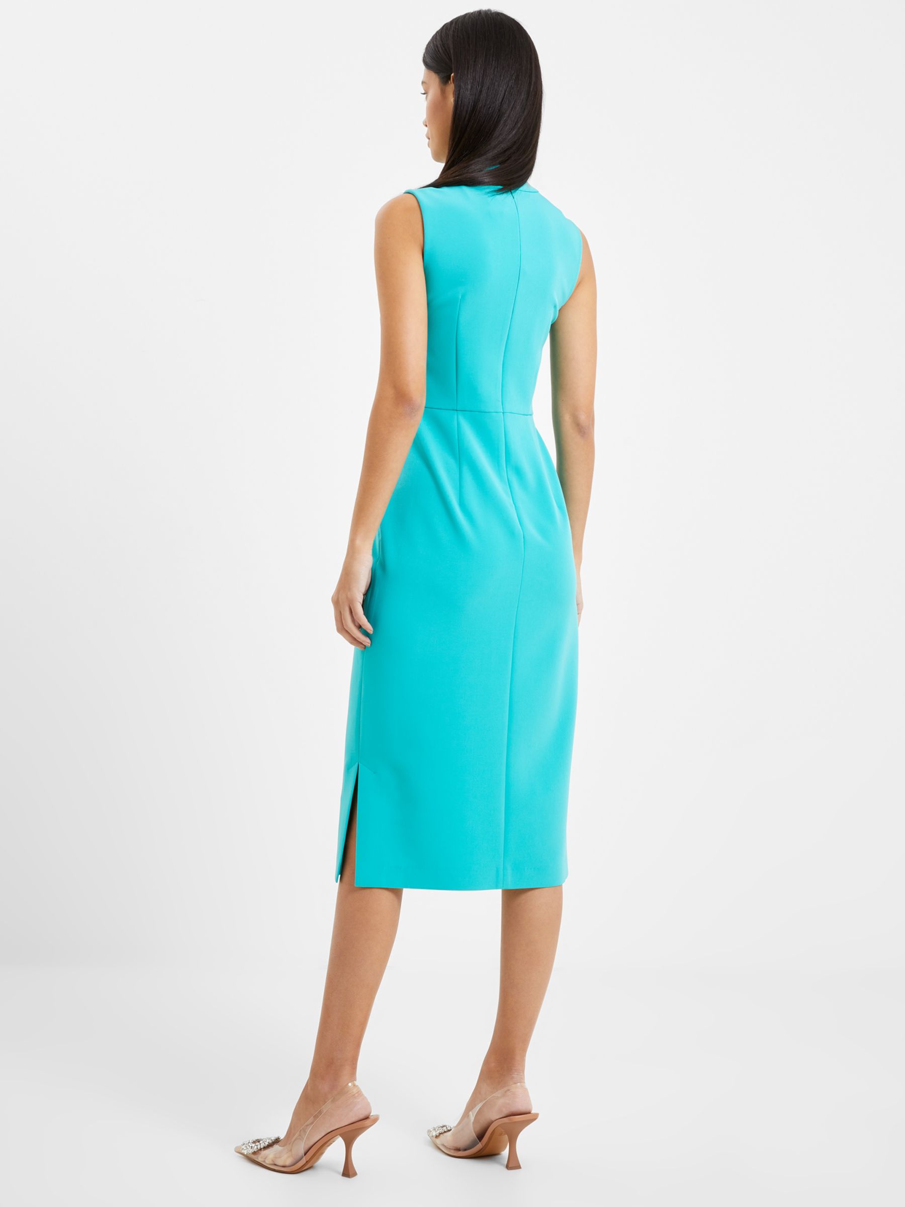 French Connection Echo Crepe Mock Neck Dress, Jaded Teal, 16