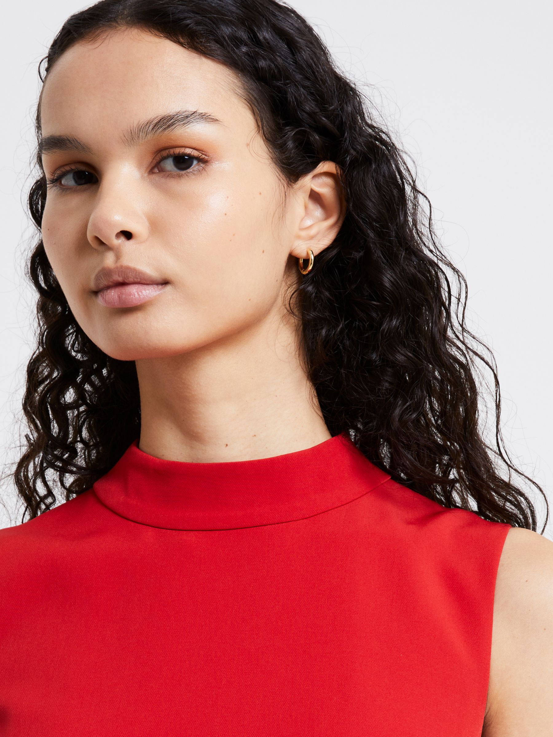 French Connection Echo Crepe Mock Neck Dress, Warm Red at John Lewis &  Partners