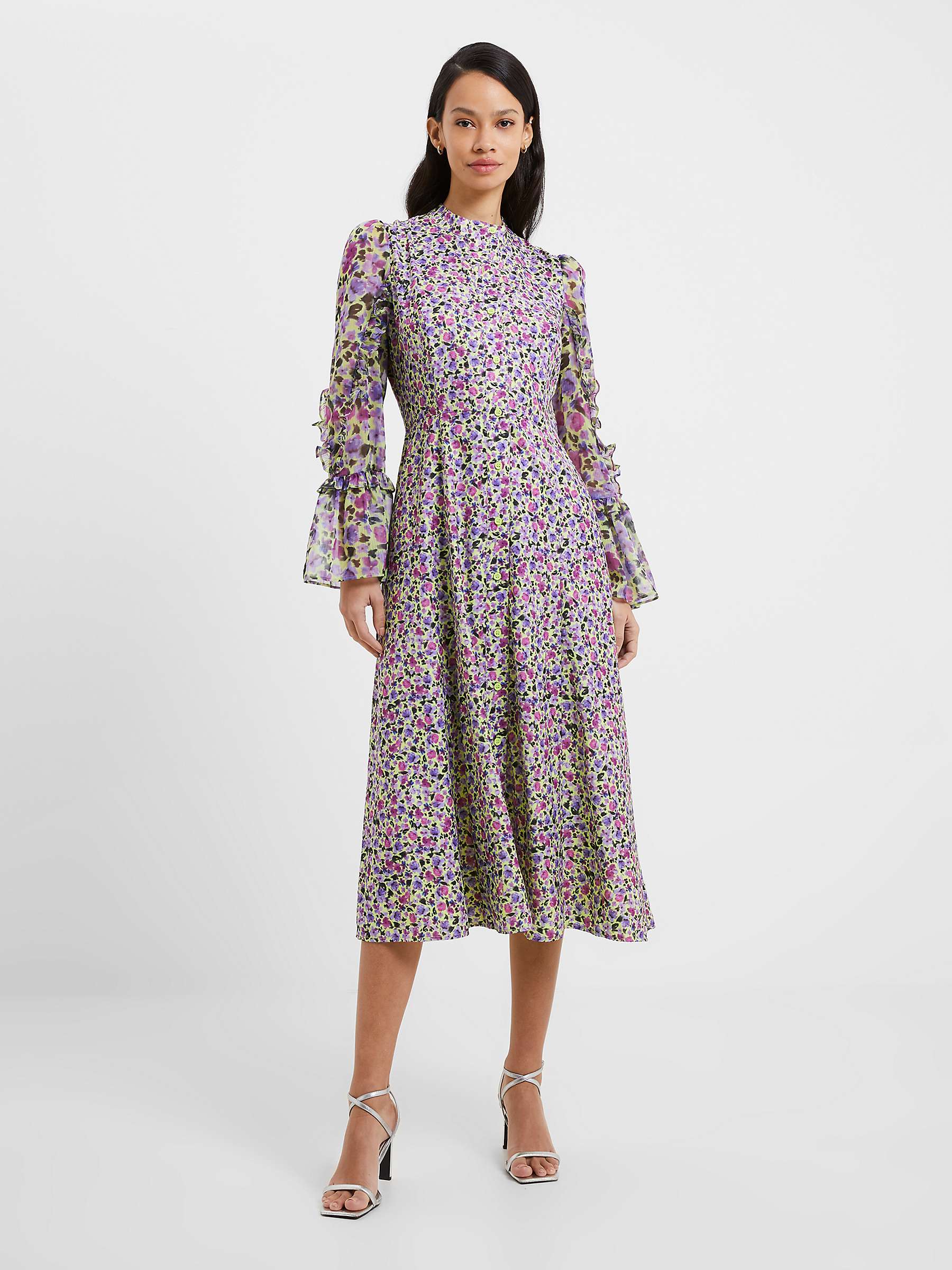 French Connection Alezzia Floral Midi Dress, Sharp Green at John Lewis ...