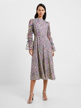 French Connection Alezzia Floral Midi Dress, Sharp Green