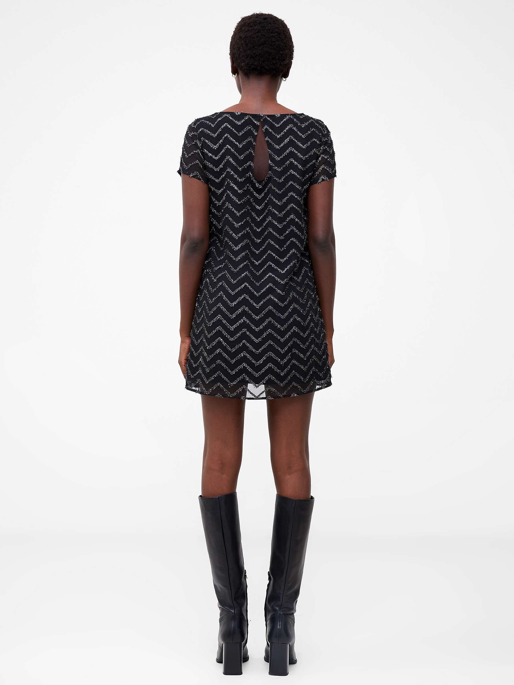 Buy French Connection Ashton Lurex Mini Dress, Blackout Online at johnlewis.com