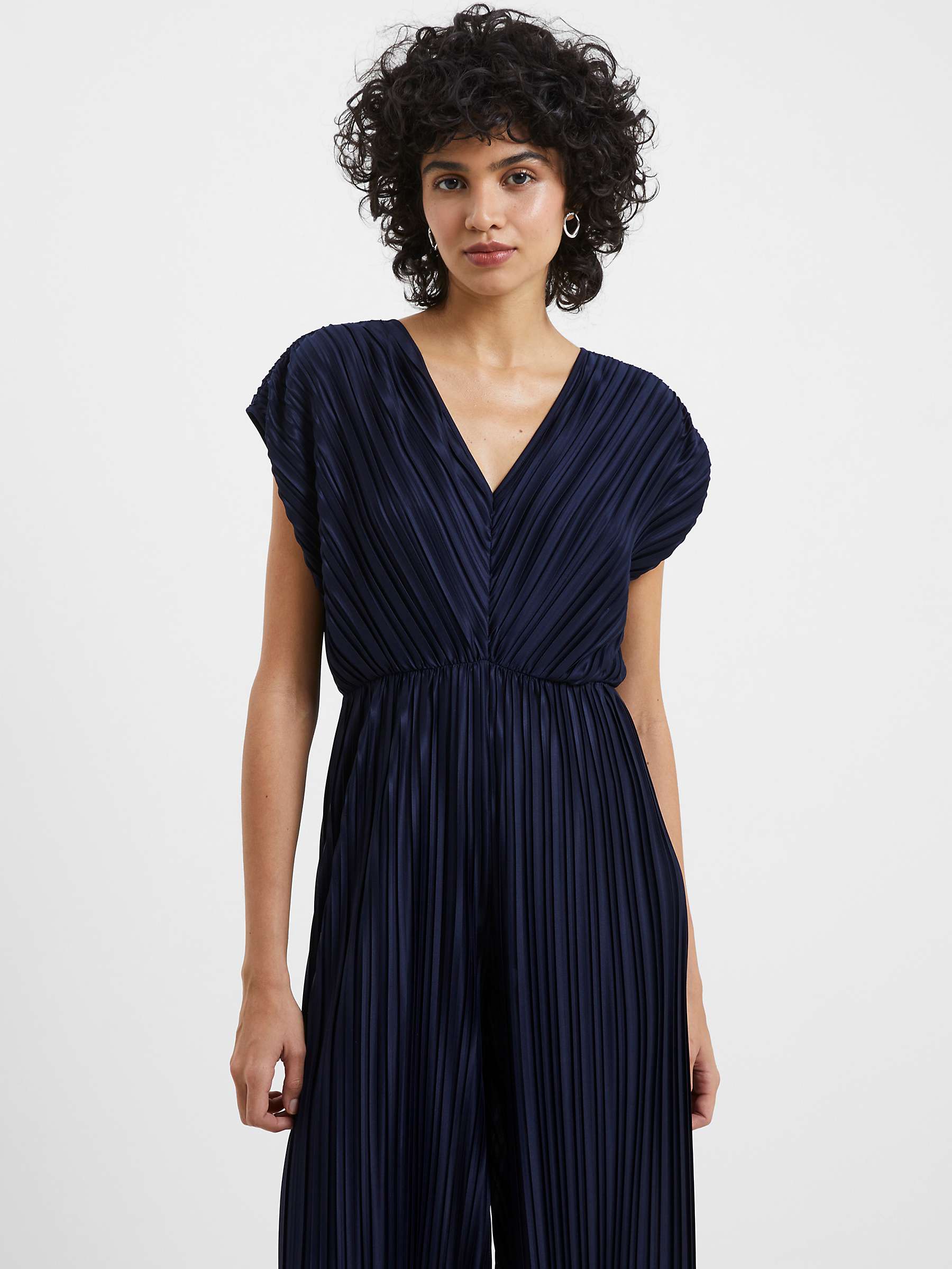 French Connection Regi Pleated Jumpsuit, Navy at John Lewis & Partners