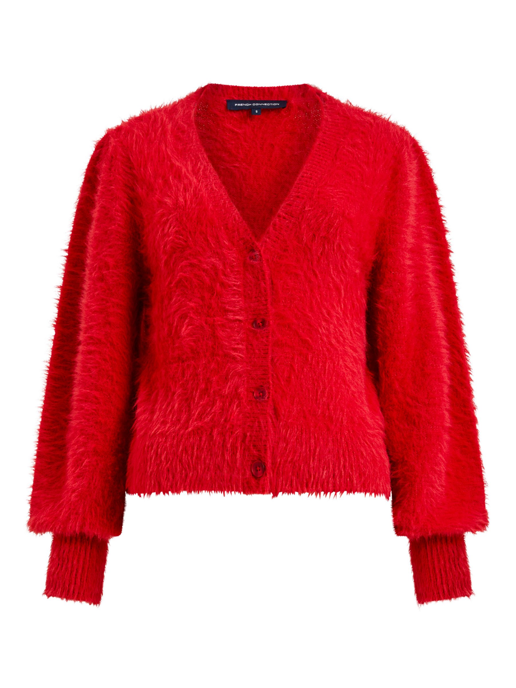 French Connection Meena Fluffy Cardigan, Lollipop at John Lewis & Partners