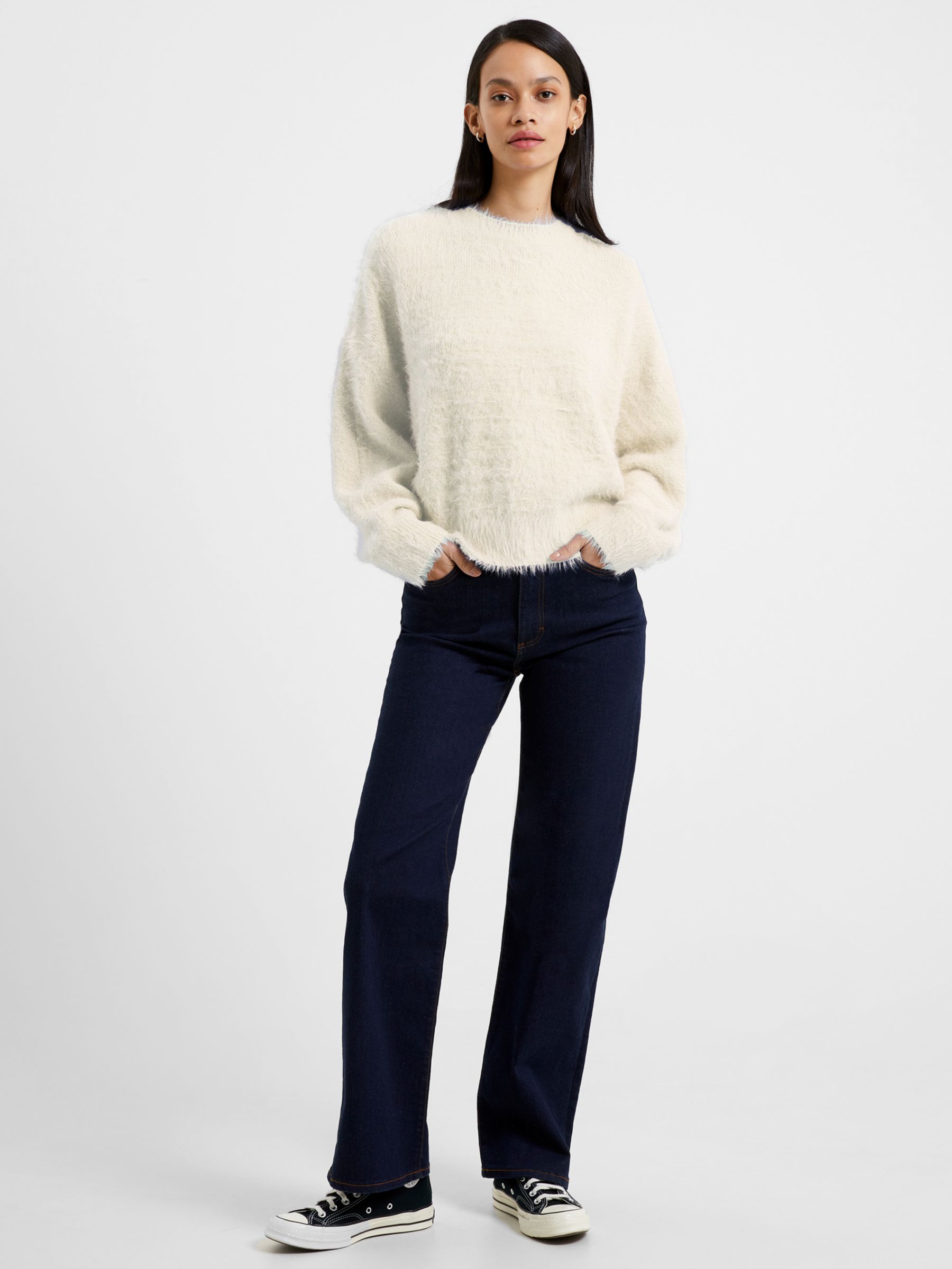 French Connection Meena Fluffy Jumper, Classic Cream at John Lewis ...