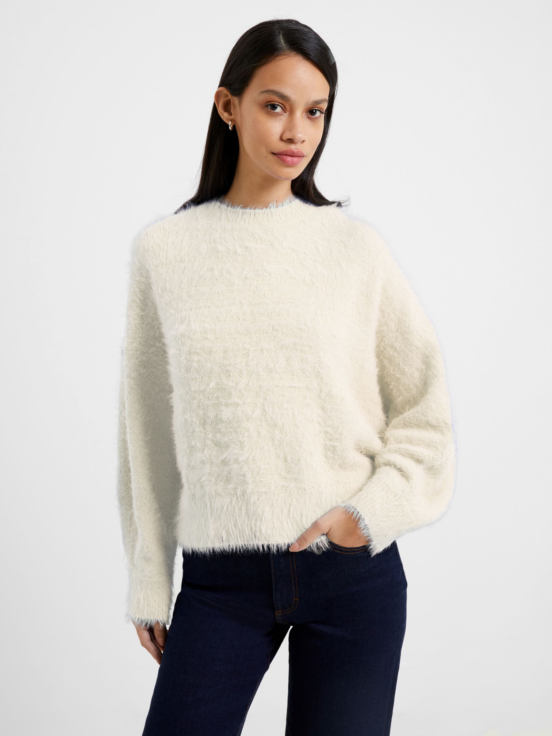 Buy French Connection Meena Fluffy Jumper, Classic Cream Online at johnlewis.com