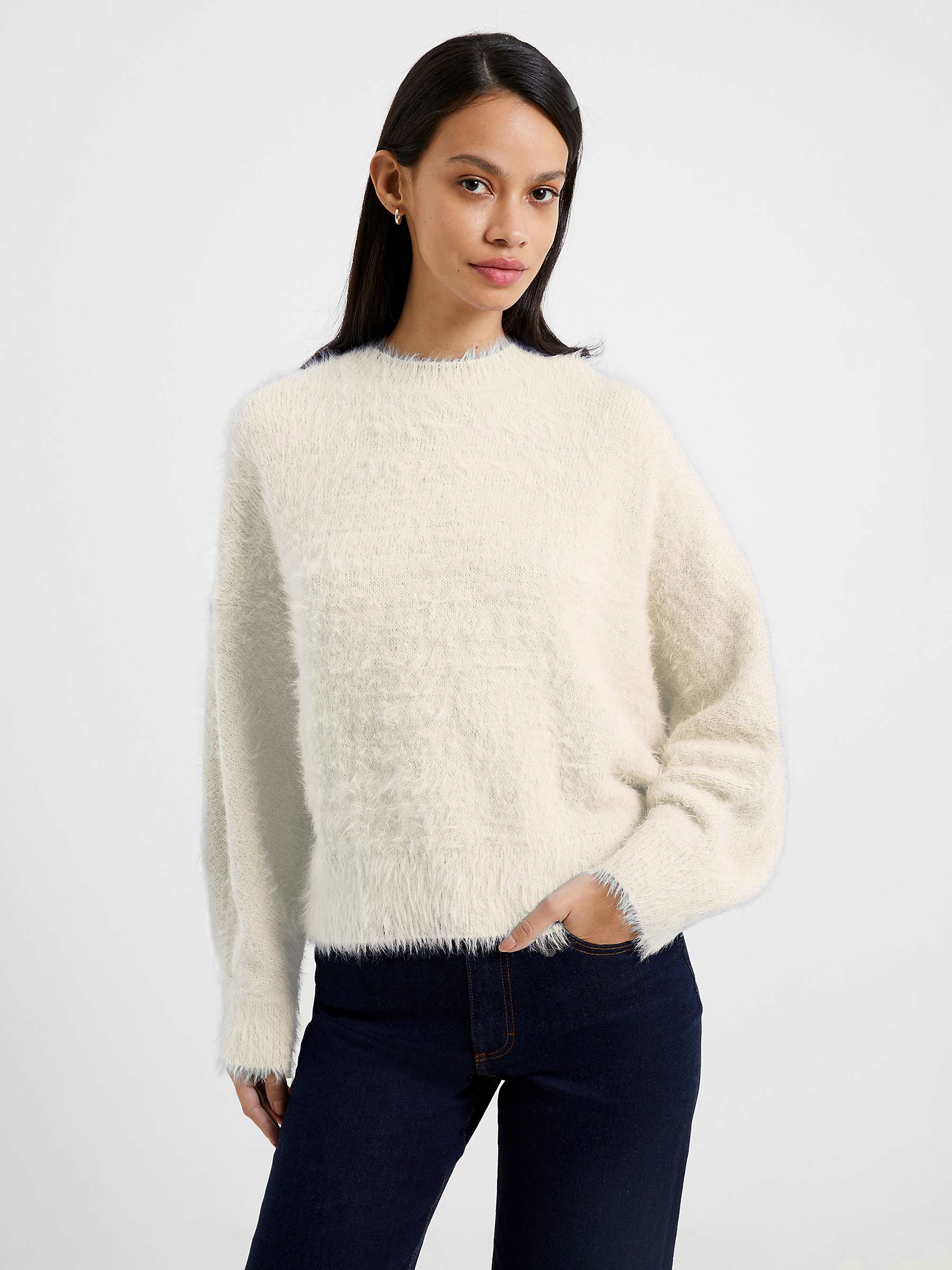 French Connection Meena Fluffy Jumper, Classic Cream at John Lewis ...