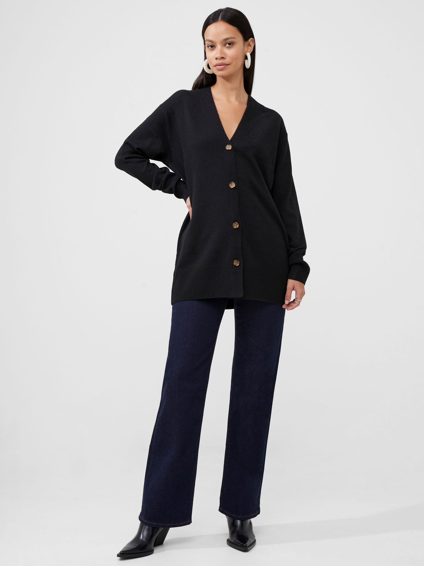 French Connection Vhari Knit Cardigan, Blackout, XS