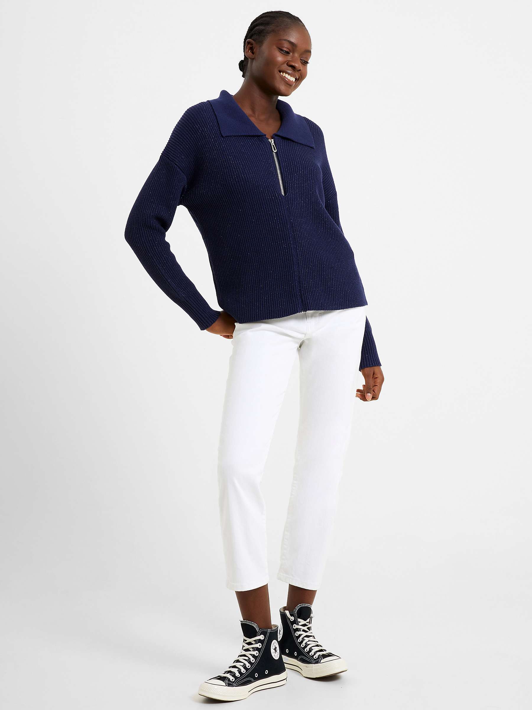 Buy French Connection Janica Cotton Blend Jumper, Indigo Online at johnlewis.com