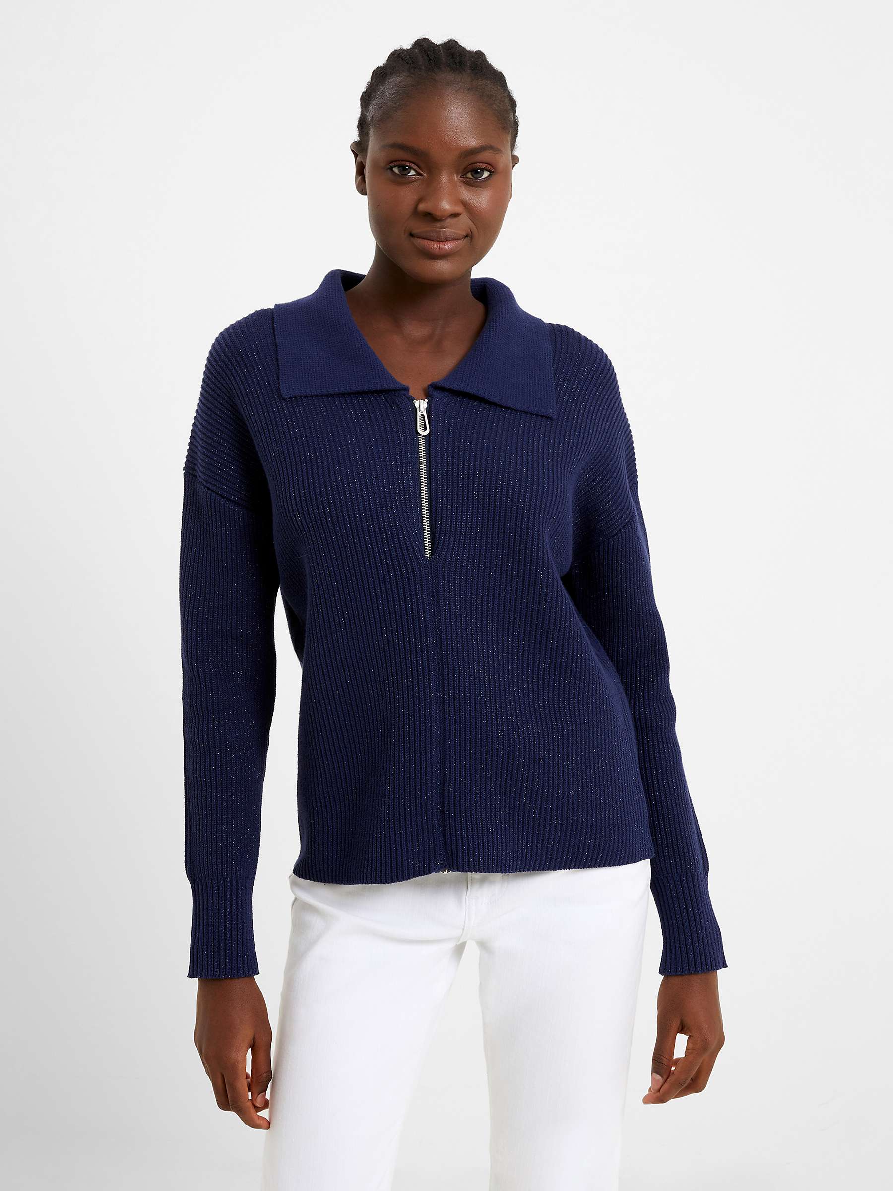 Buy French Connection Janica Cotton Blend Jumper, Indigo Online at johnlewis.com