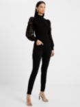 French Connection Onnie Krista Burnout Long Sleeve Jumper, Blackout
