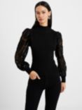 French Connection Onnie Krista Burnout Long Sleeve Jumper, Blackout