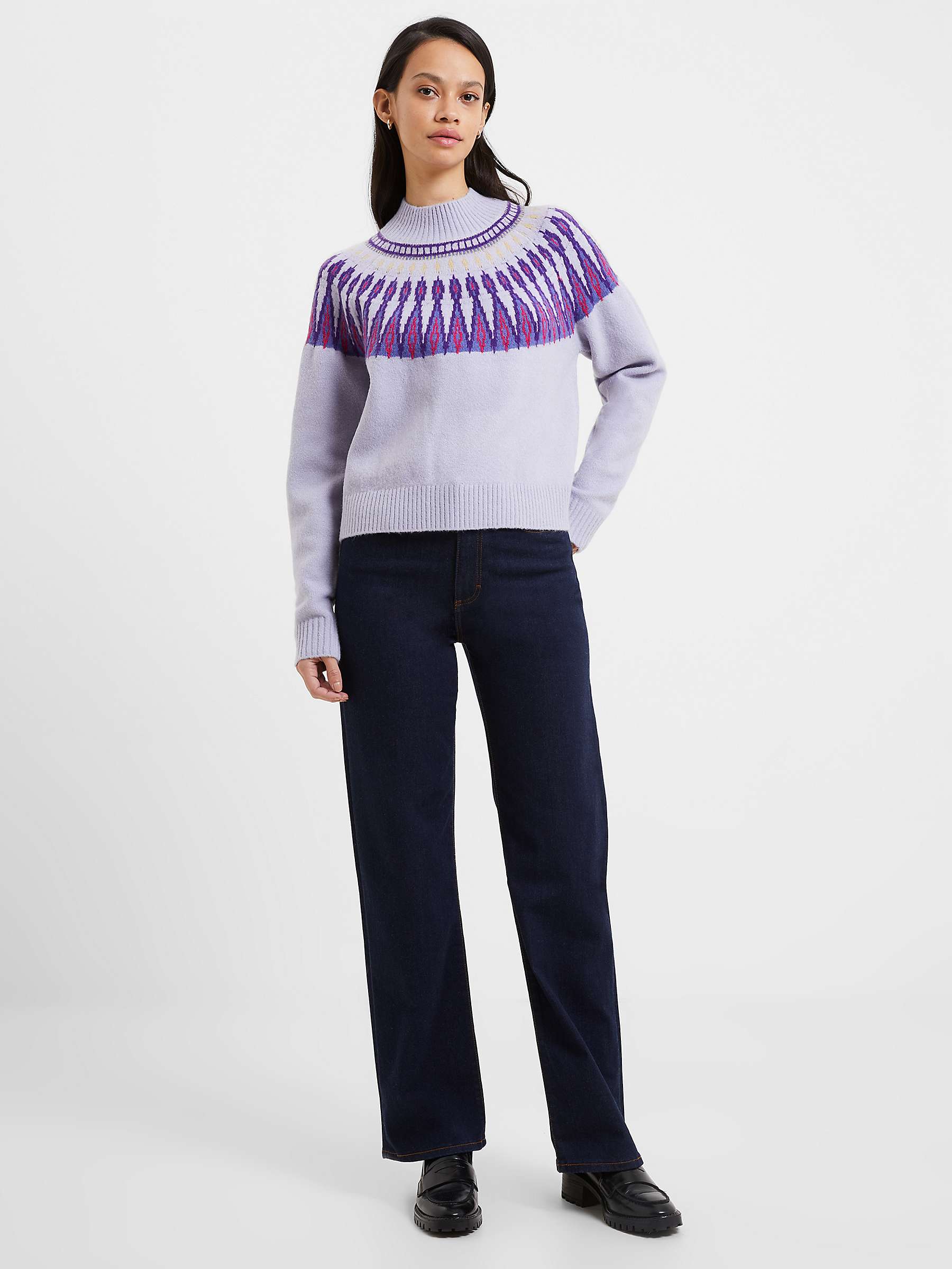 Buy French Connection Jolee Fair Isle Cotton Blend Jumper, Cosmic Sky Online at johnlewis.com