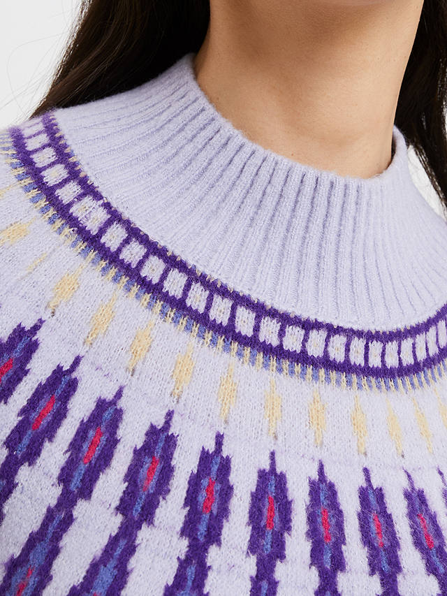 French Connection Jolee Fair Isle Cotton Blend Jumper, Cosmic Sky