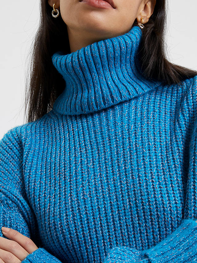 French Connection Jayla Roll Neck Jumper, Blue Jewel