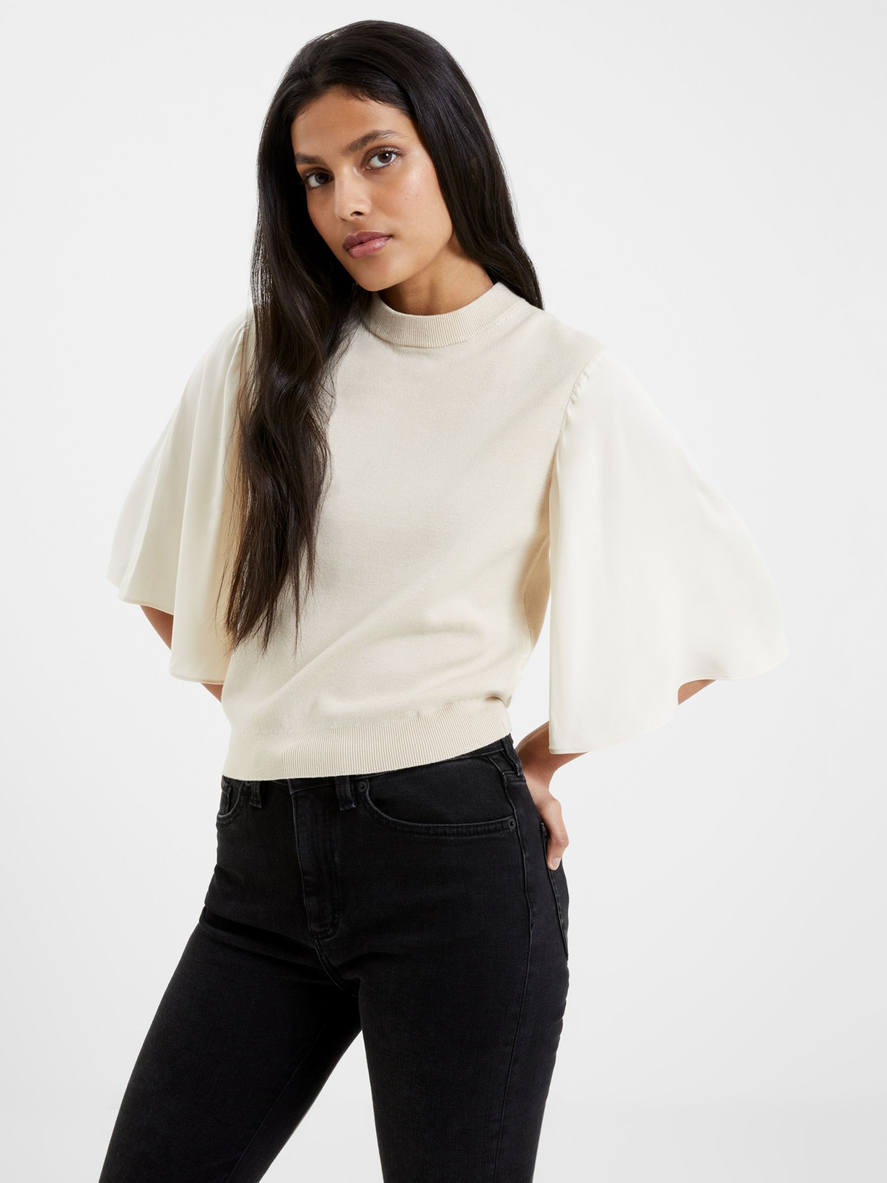 French Connection Krista Anglel Sleeve Jumper, Classic Cream at John ...