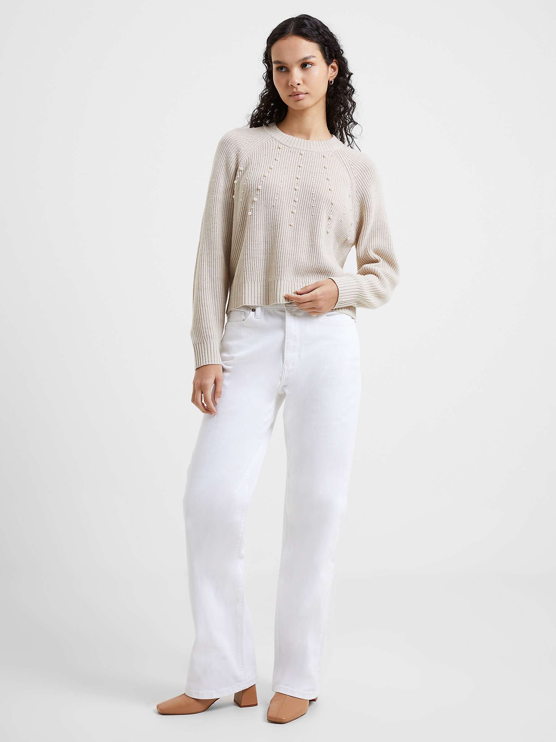 Buy French Connection Jolee Pearl Long Sleeve Crew Jumper, Oatmeal Mel Online at johnlewis.com