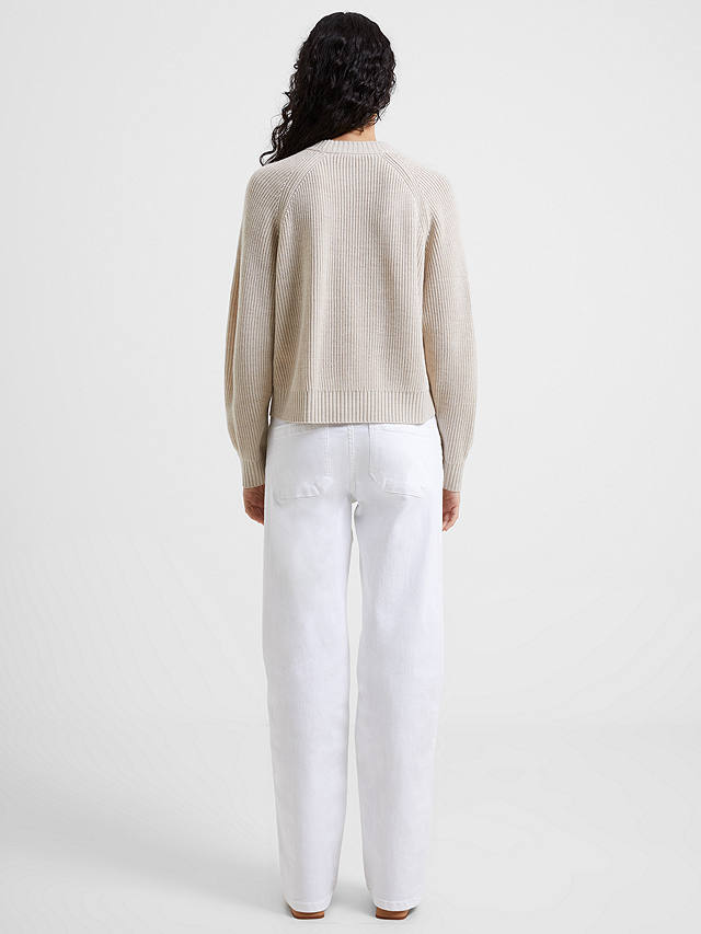 French Connection Jolee Pearl Long Sleeve Crew Jumper, Oatmeal Mel