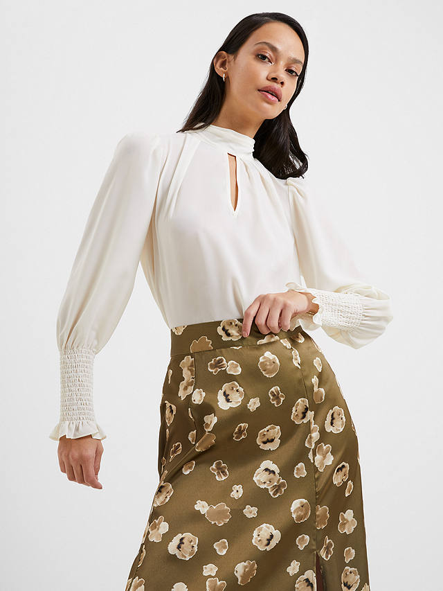 French Connection Crepe High Neck Top, Classic Cream at John Lewis ...