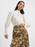 French Connection Crepe High Neck Top, Classic Cream