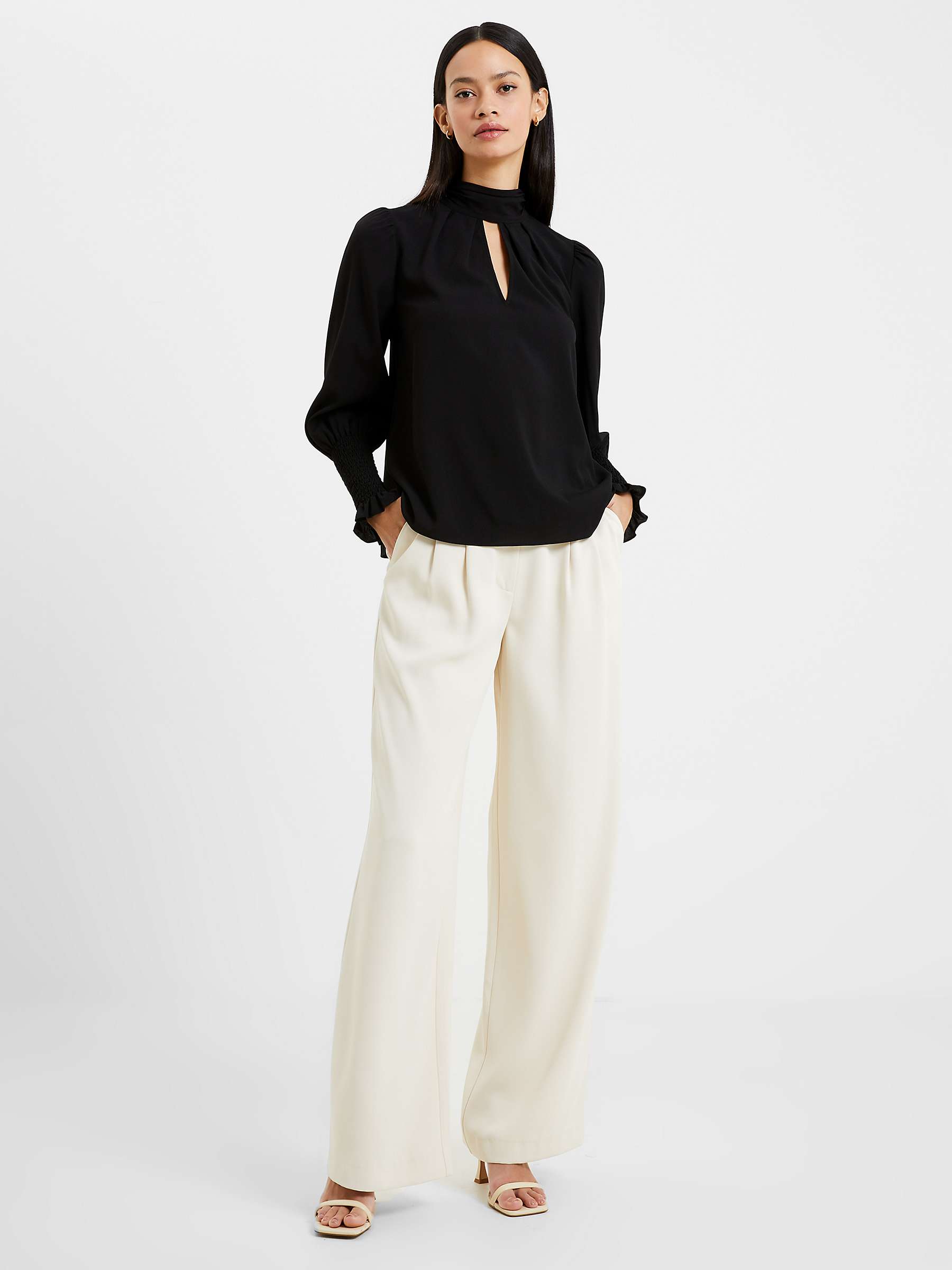 French Connection Crepe High Neck Top, Blackout at John Lewis & Partners