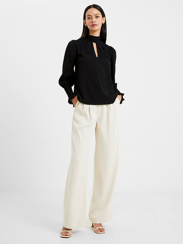 French Connection Crepe High Neck Top, Blackout