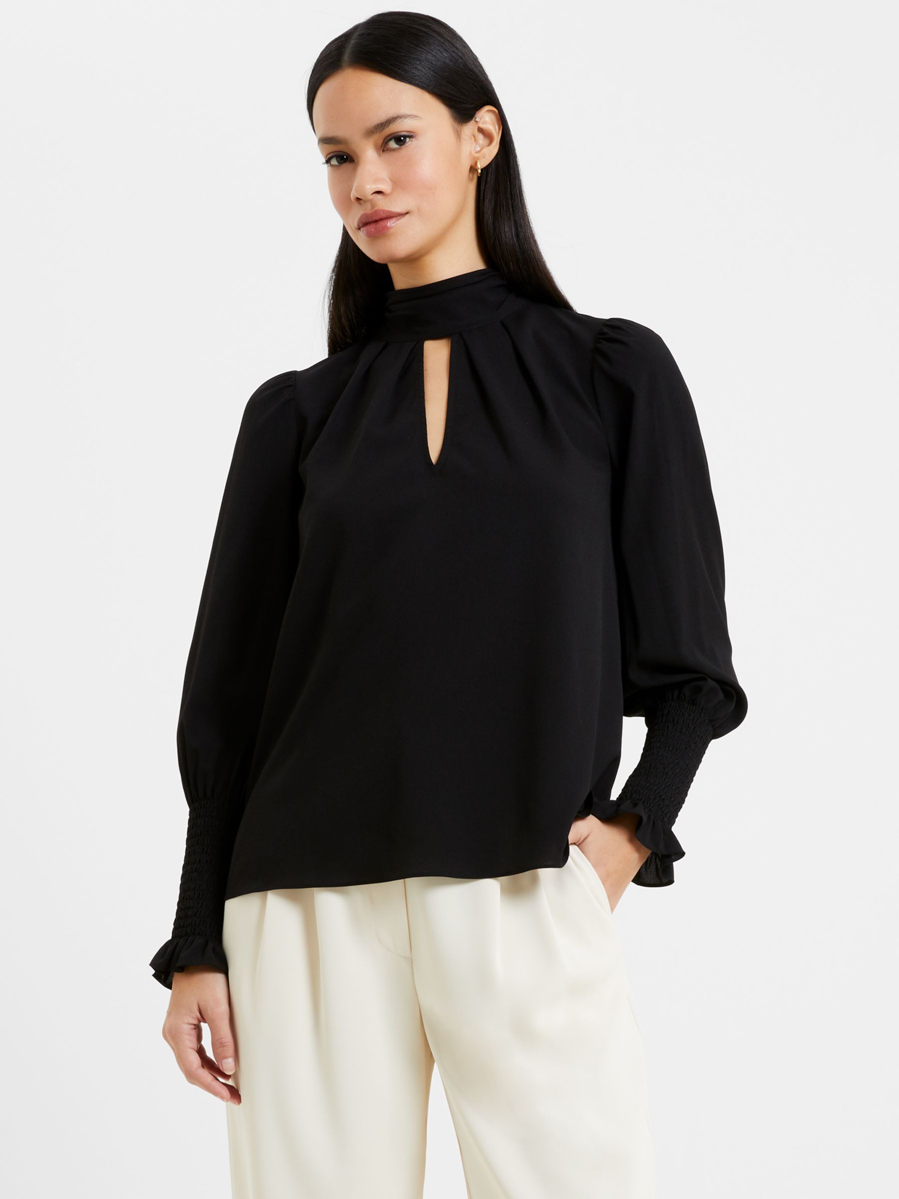 Buy French Connection Crepe High Neck Top Online at johnlewis.com
