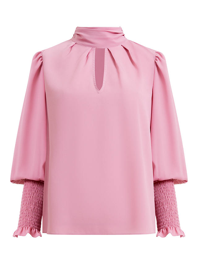 French Connection Crepe High Neck Top, Foxglove