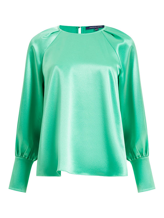 French Connection Adora Satin Top, Green Mineral