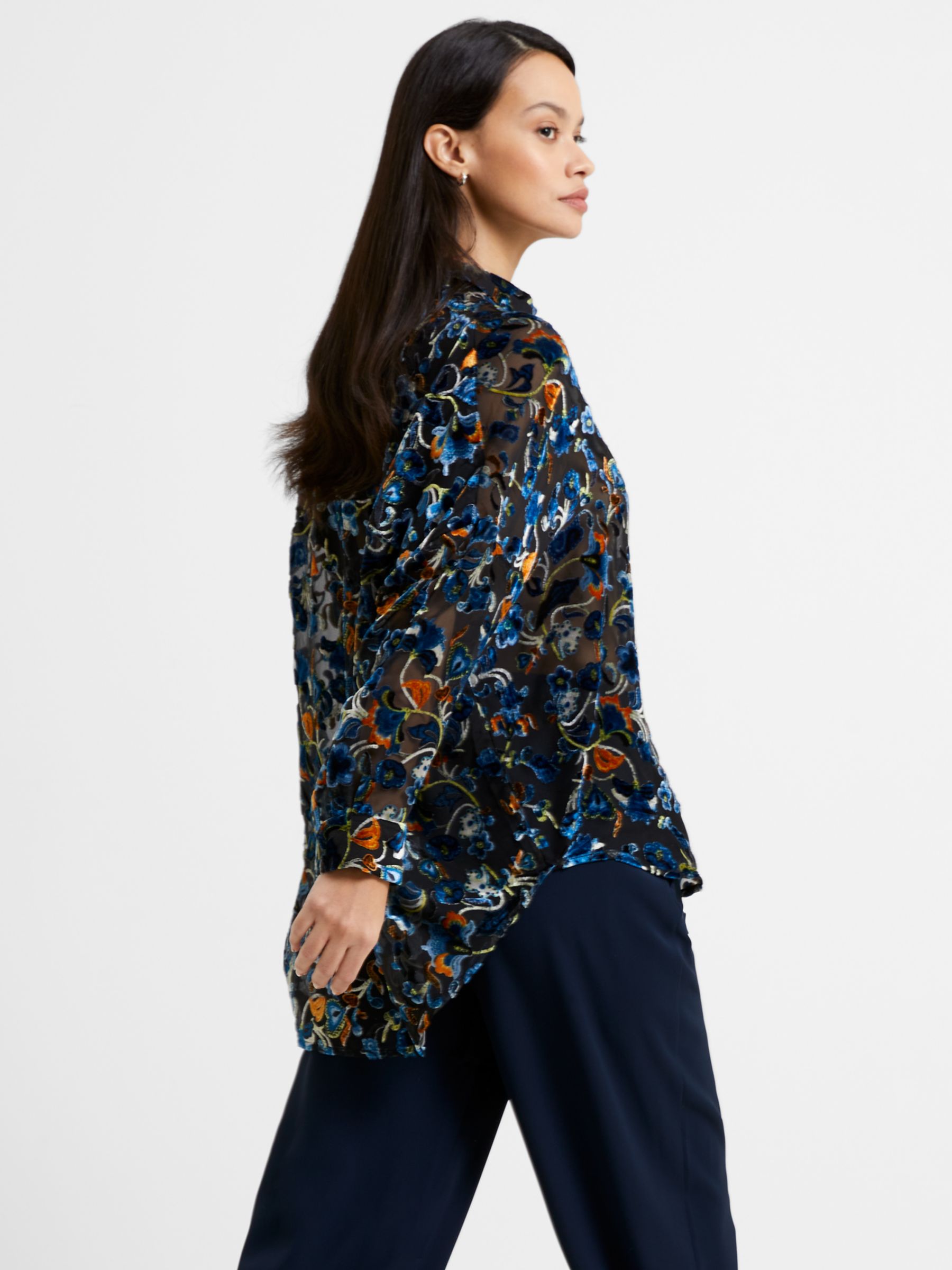 Buy French Connection Avery Burnout Popover, Black/Multi Online at johnlewis.com
