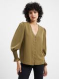 French Connection V Neck Crepe Blouse, Nutria