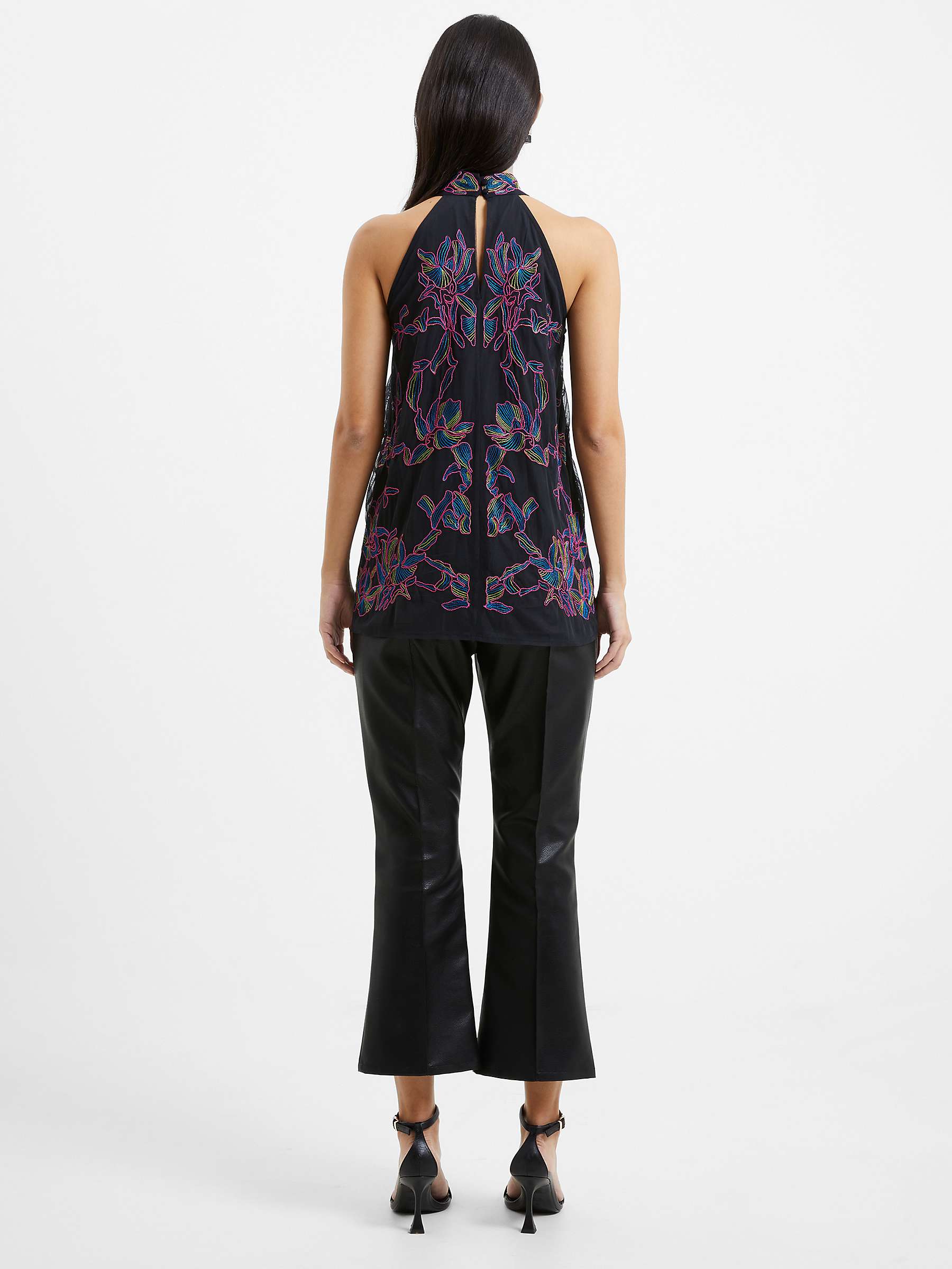 Buy French Connection Emilia Embroidered Top, Black/Multi Online at johnlewis.com