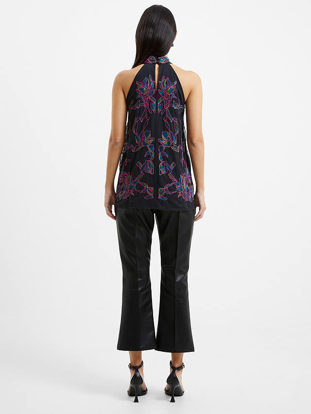 French Connection Emilia Embroidered Top, Black/Multi