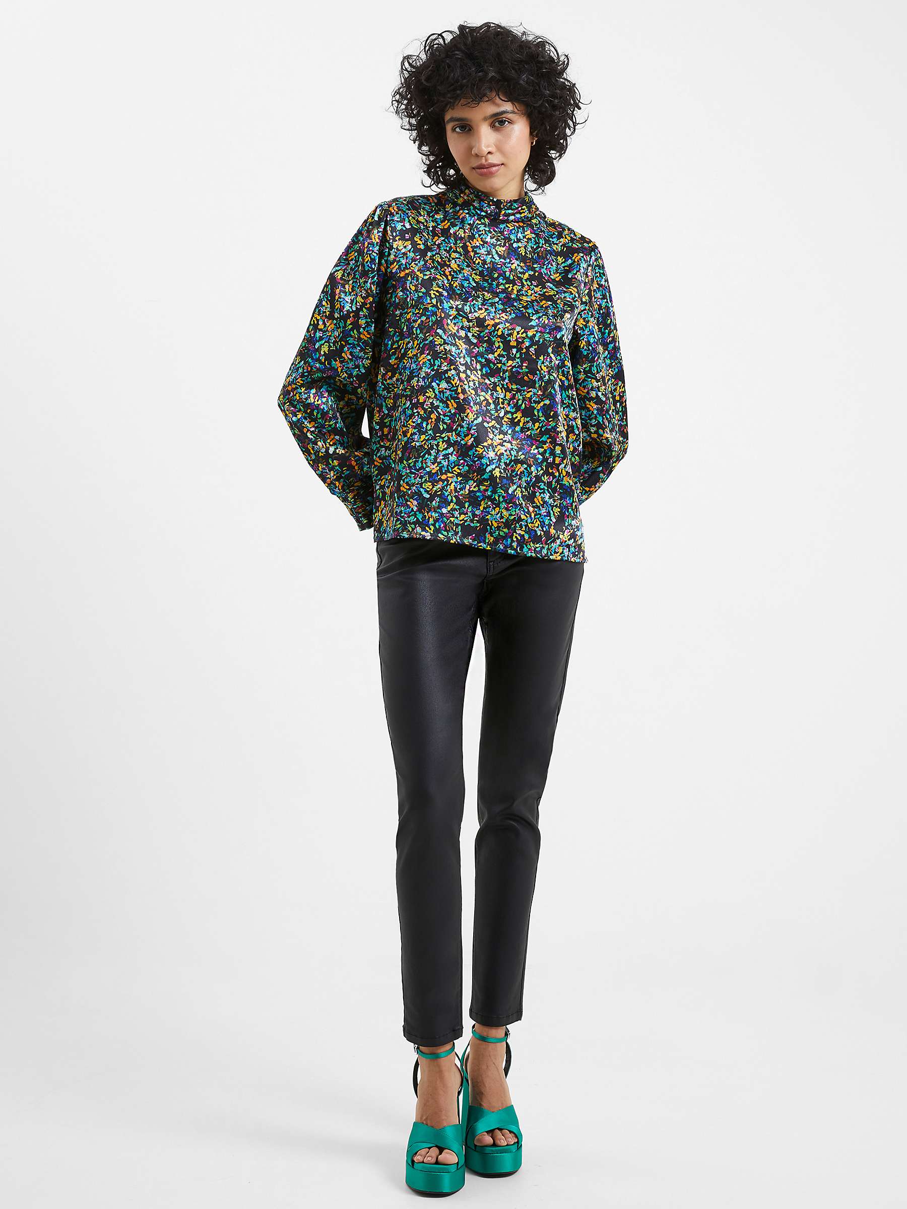 French Connection Amber Adora Satin Top, Multi at John Lewis & Partners