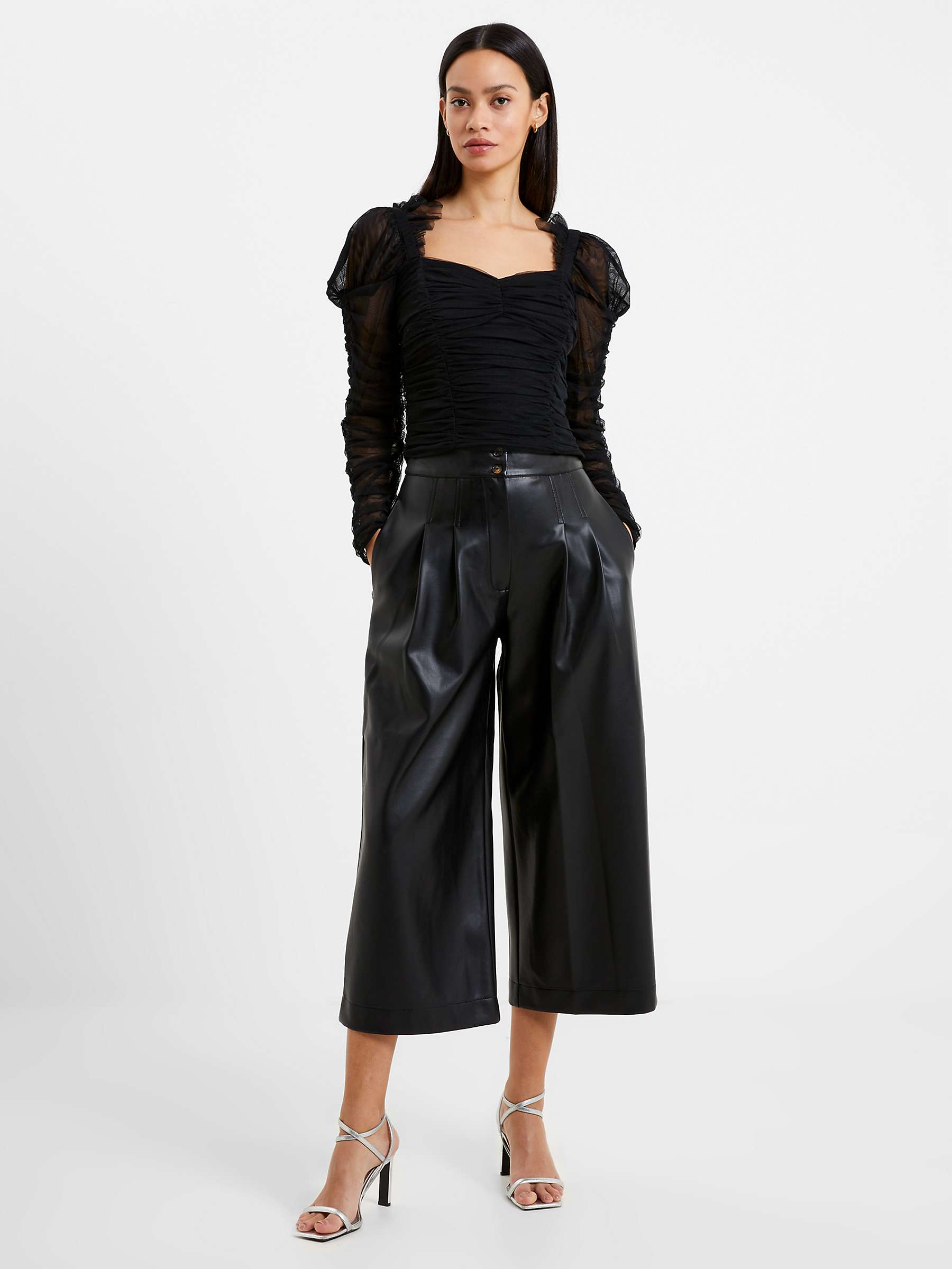 Buy French Connection Edrea Tulle Top, Blackout Online at johnlewis.com