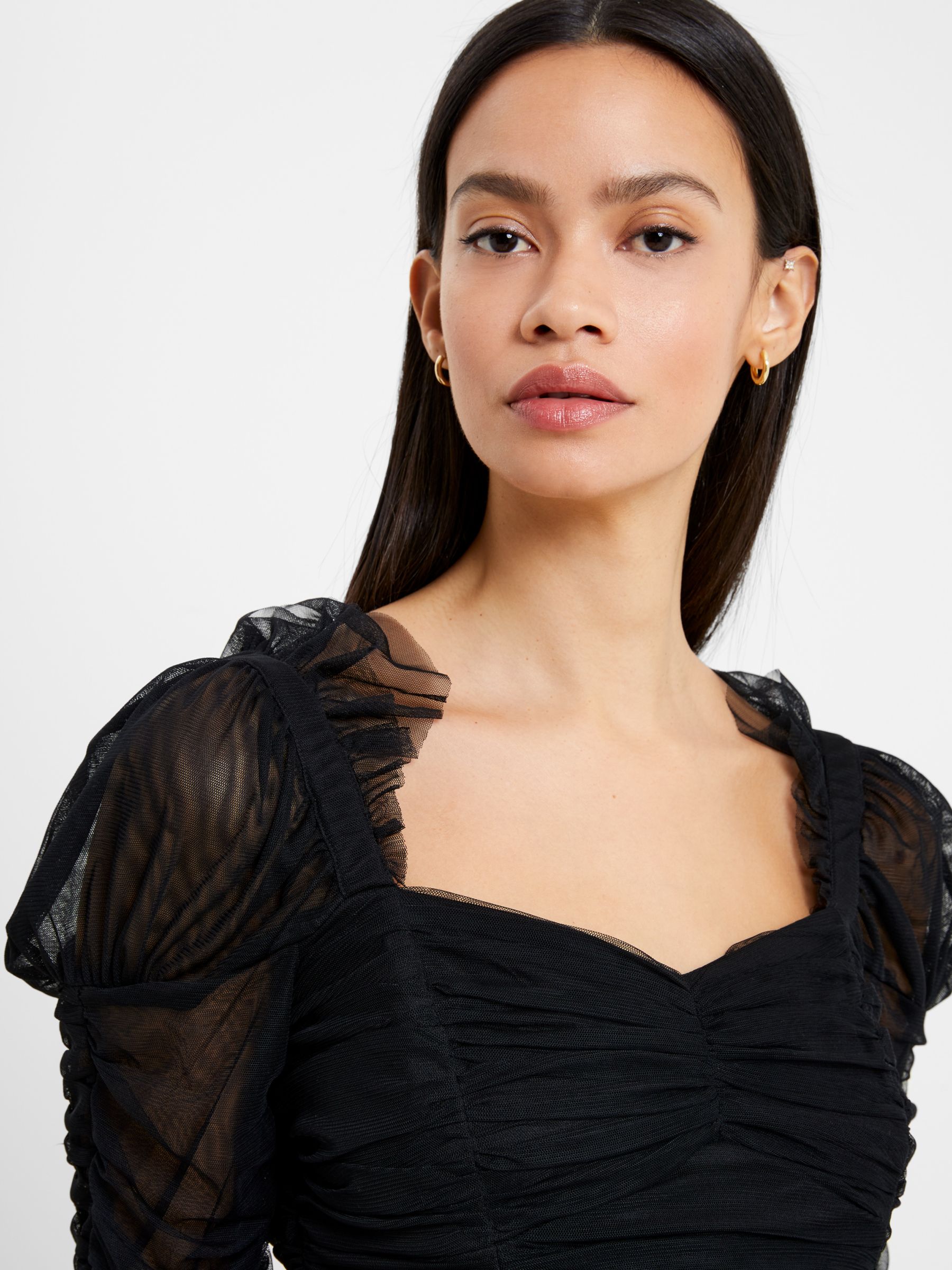 French Connection Edrea Tulle Top, Blackout at John Lewis & Partners