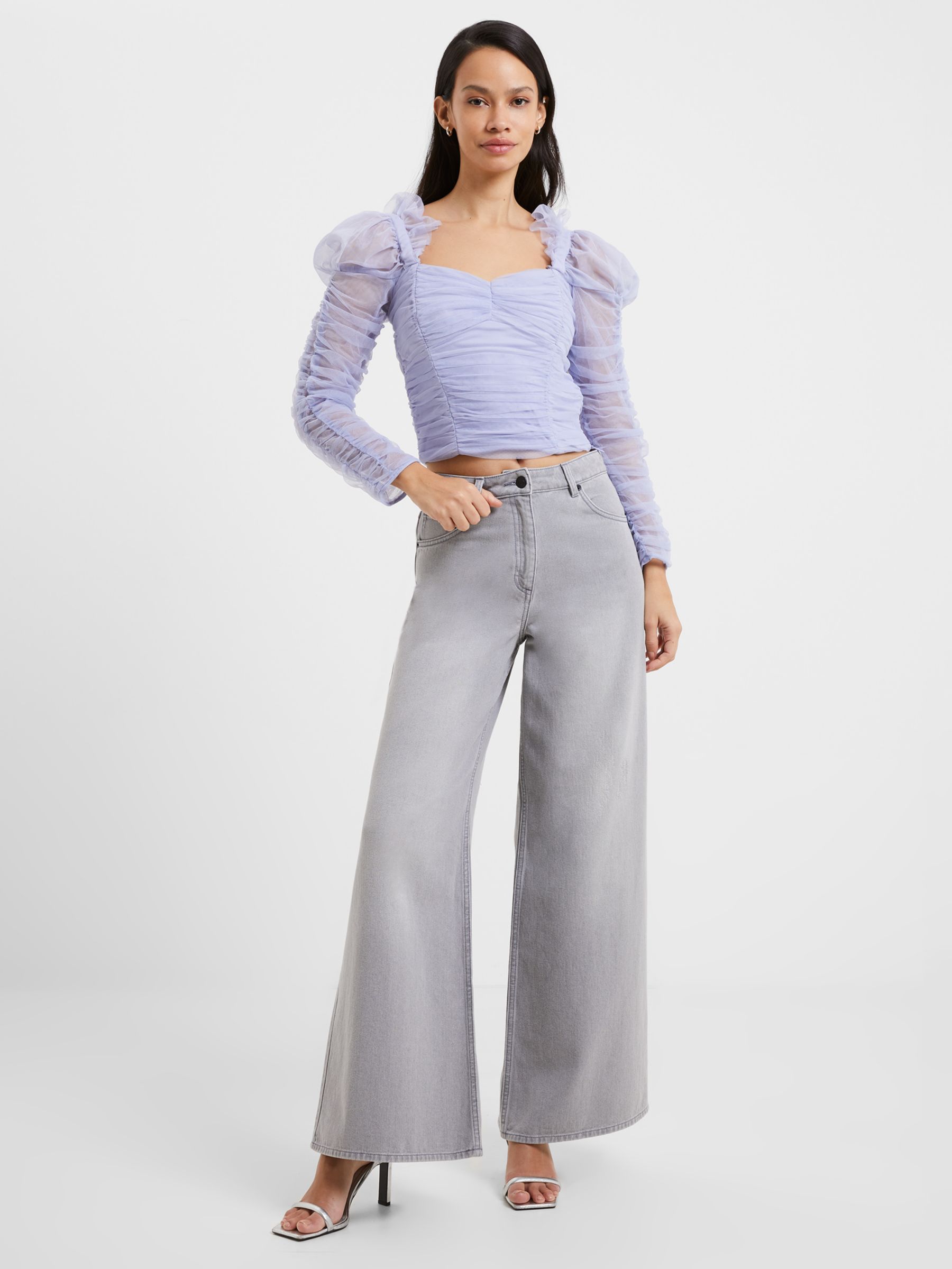 French Connection Edrea Tulle Top, Cosmic Sky at John Lewis & Partners