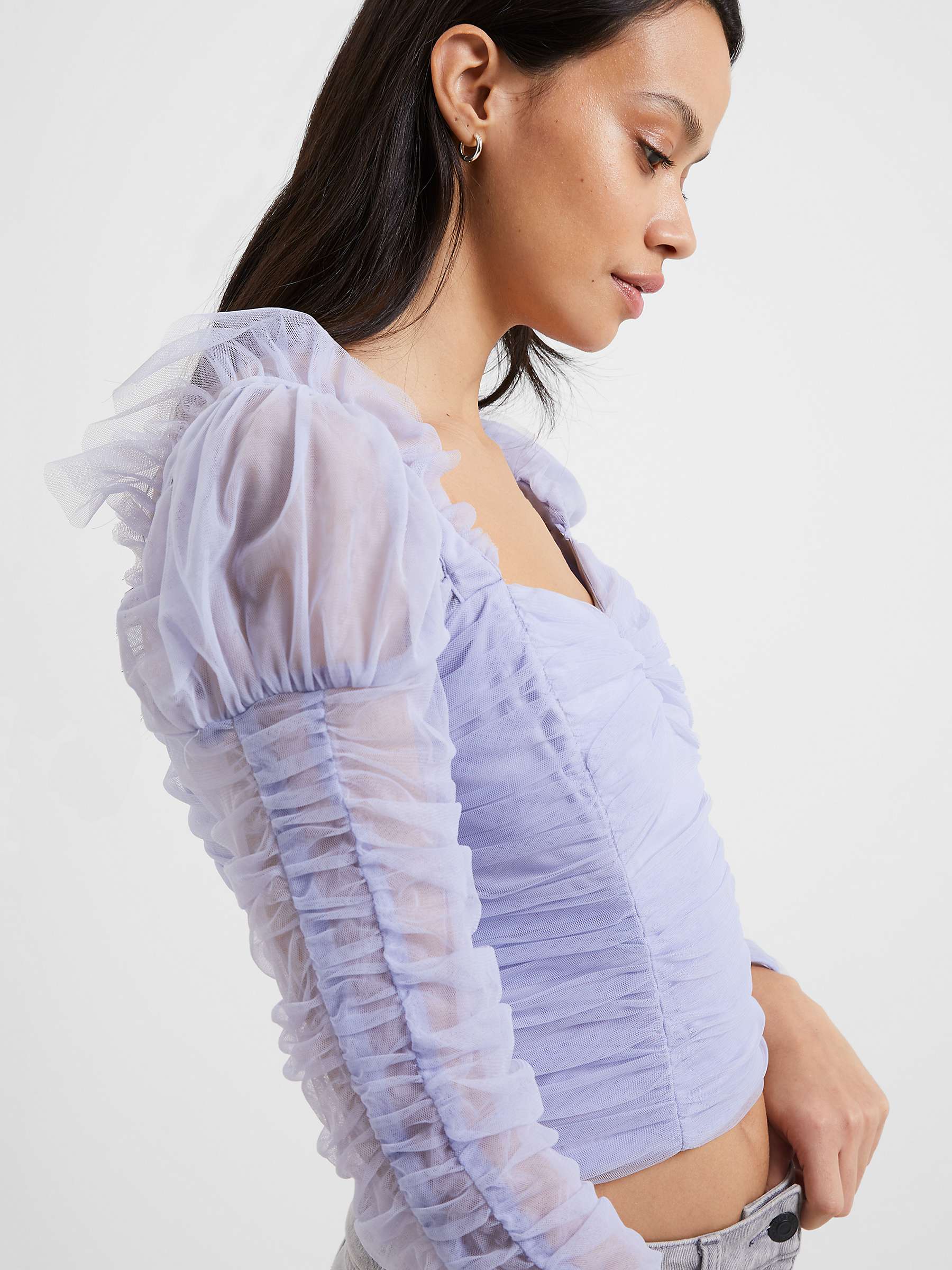 Buy French Connection Edrea Tulle Top, Cosmic Sky Online at johnlewis.com