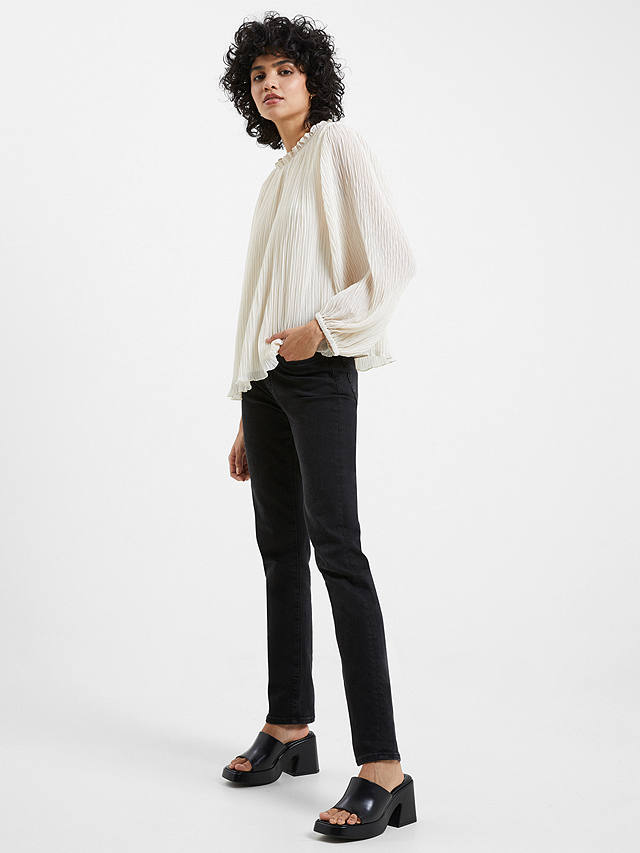French Connection Callie Lurex Pleated Top, Classic Cream