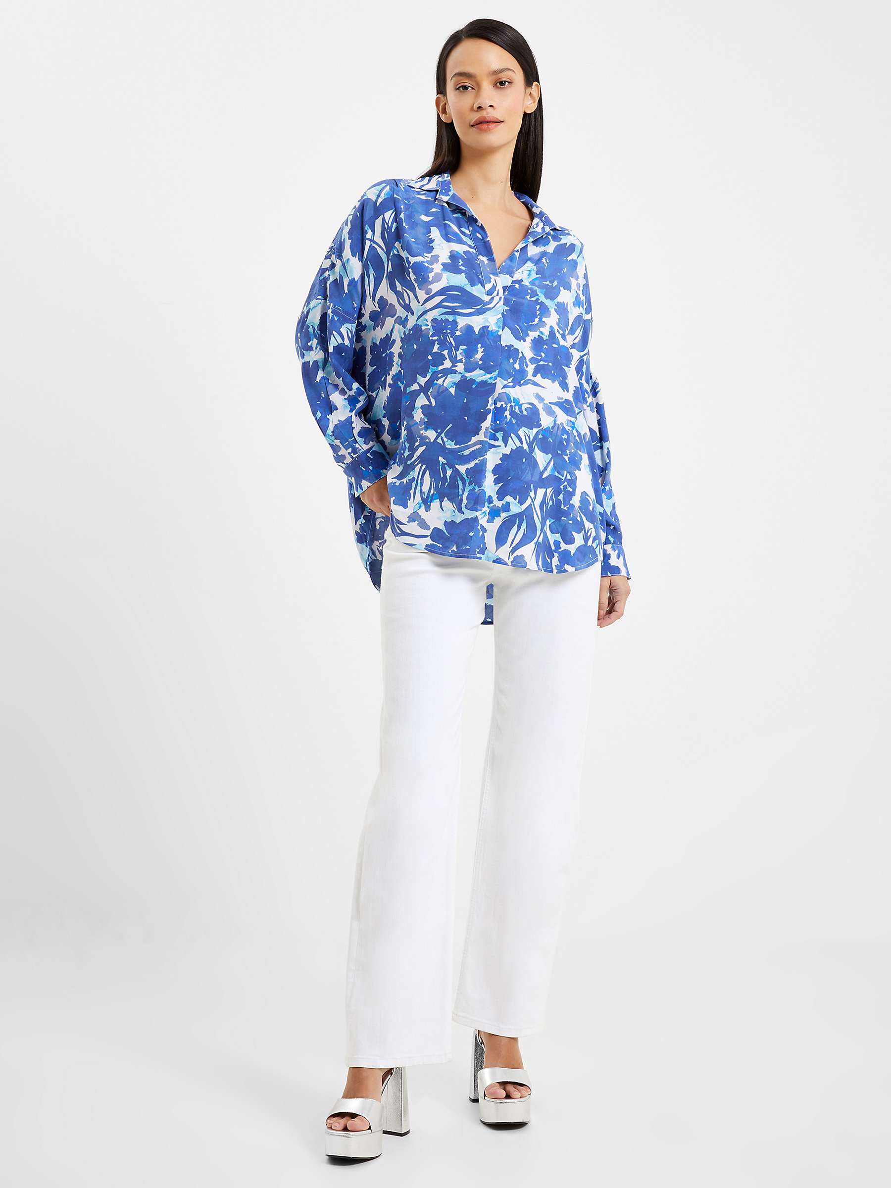 Buy French Connection Bailee Delphine Popover Shirt, Blue Depths Online at johnlewis.com