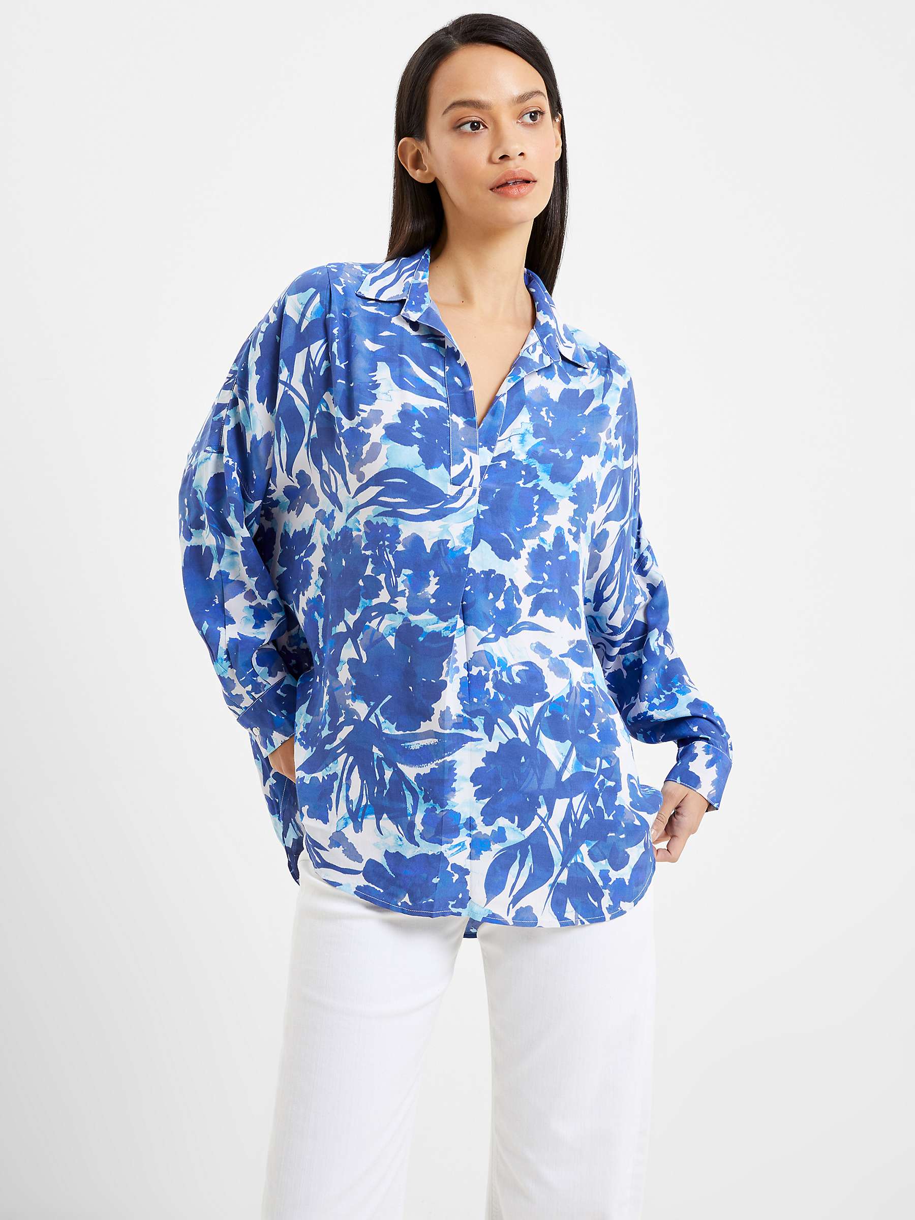 Buy French Connection Bailee Delphine Popover Shirt, Blue Depths Online at johnlewis.com